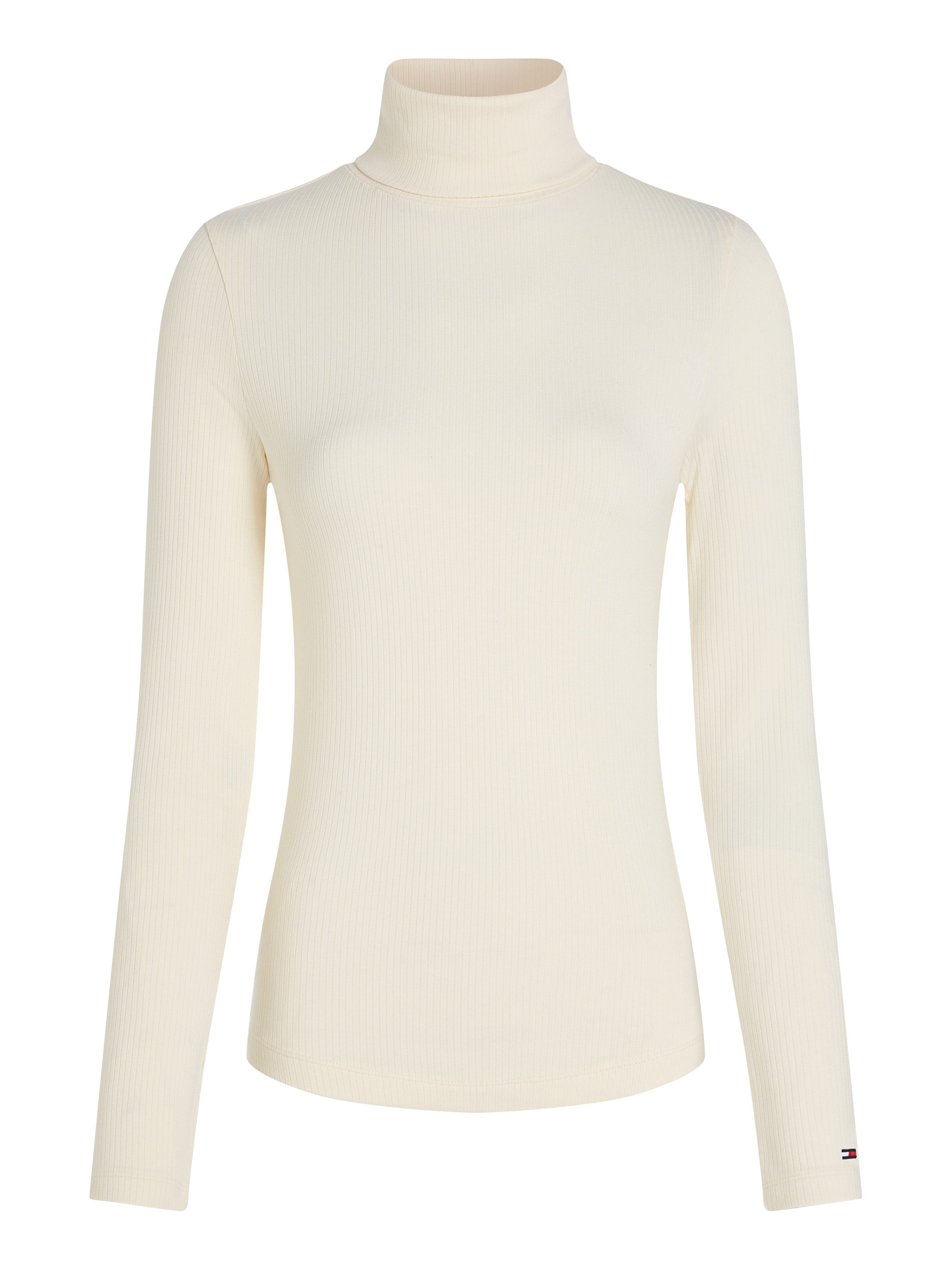Tommy Hilfiger Shirt met lange mouwen SLIM 5X2 RIB ROLL-NK LS in een geribde structuur