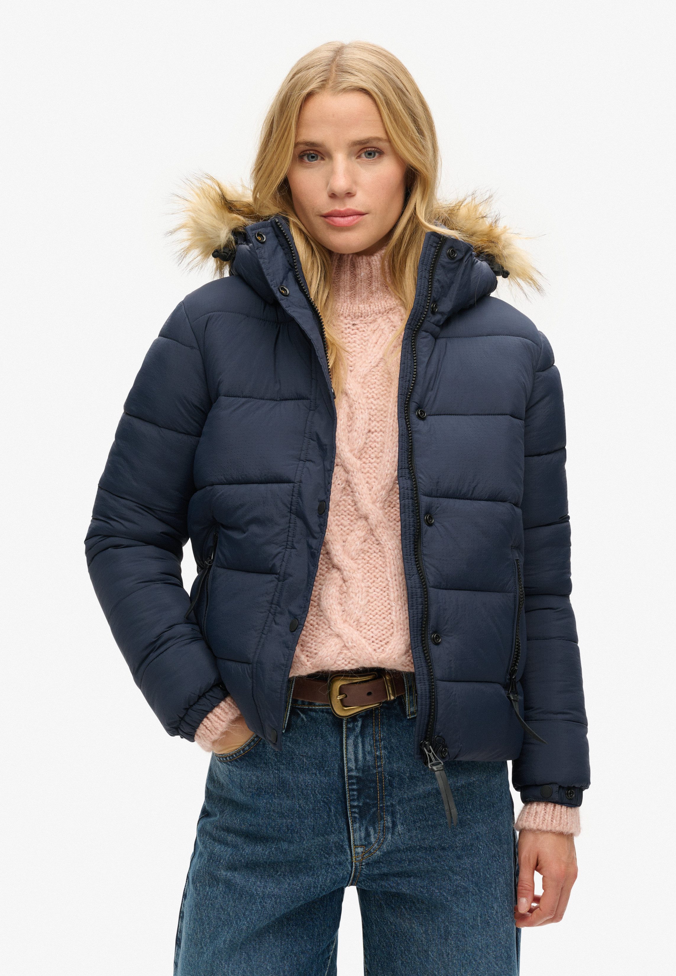 Superdry Gewatteerde jas FAUX FUR SHORT HOOD PUFFER