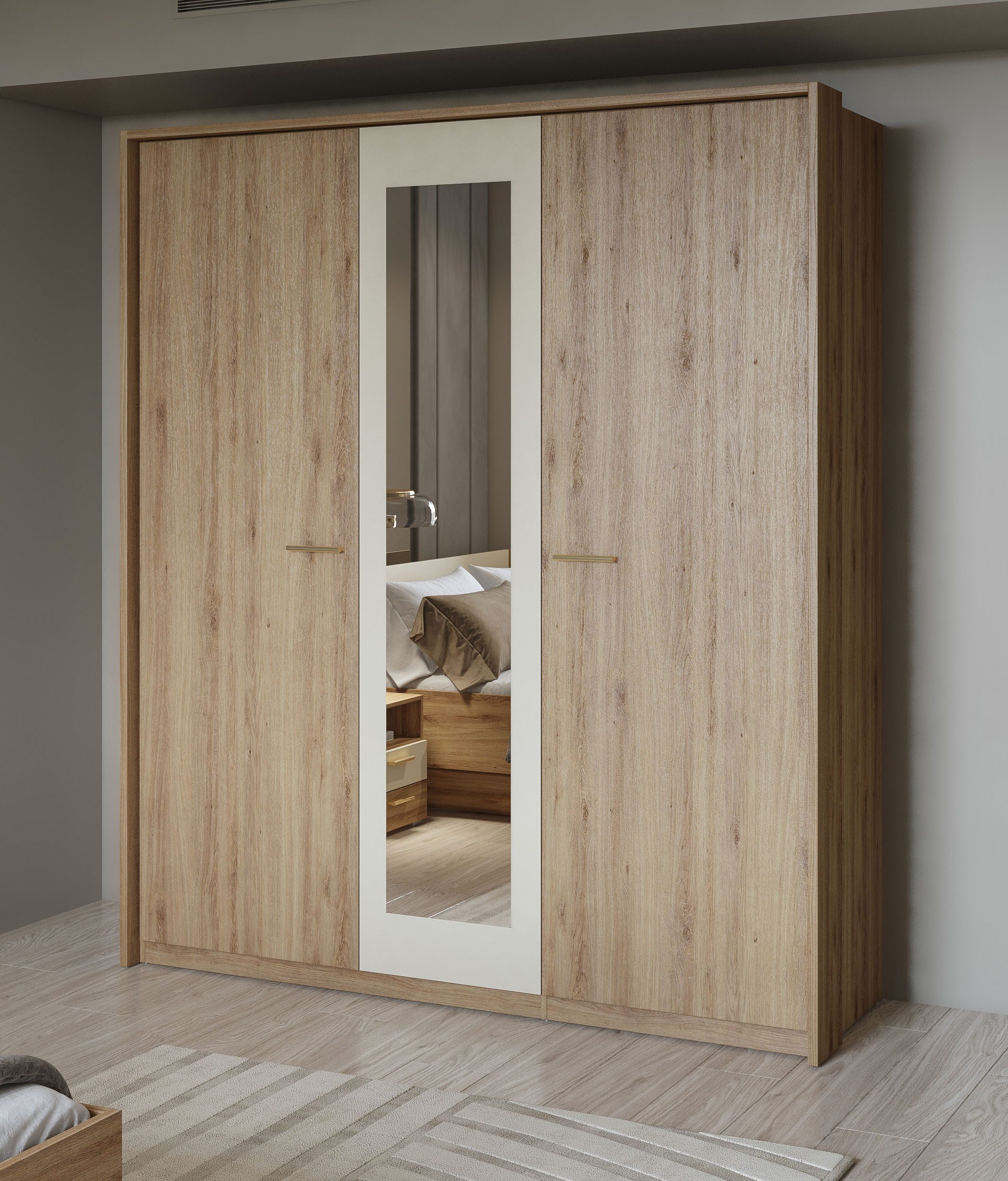 Home affaire Draaideurkast Bitry, linnenkast incl. complete binneninrichting Kledingkast, verstelbare planken 22 mm dik, mooie houtlook
