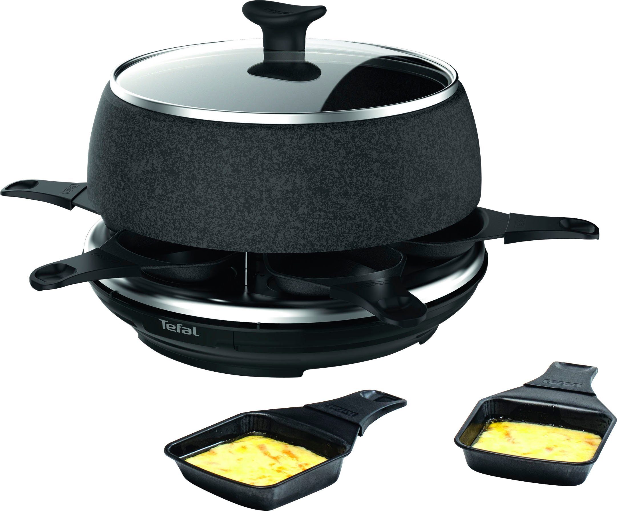 Tefal Raclette en fondueset Cheese 'n Co, 6 raclettepannetjes, 850 W, voor 6 personen,