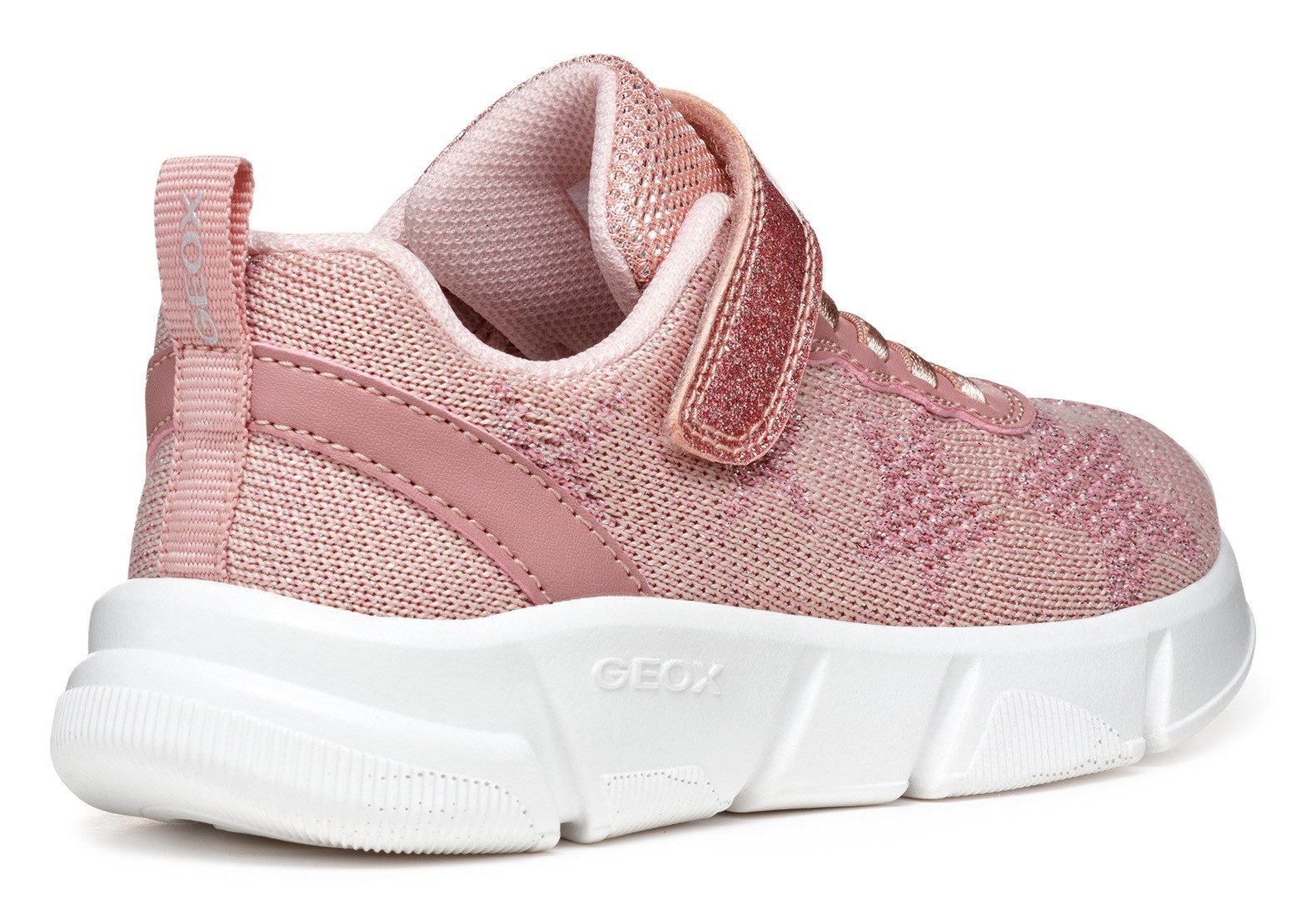 Geox Sneakers J ARIL GIRL , knitwear sneaker, klittenbandschoen met glinsterende klittenband