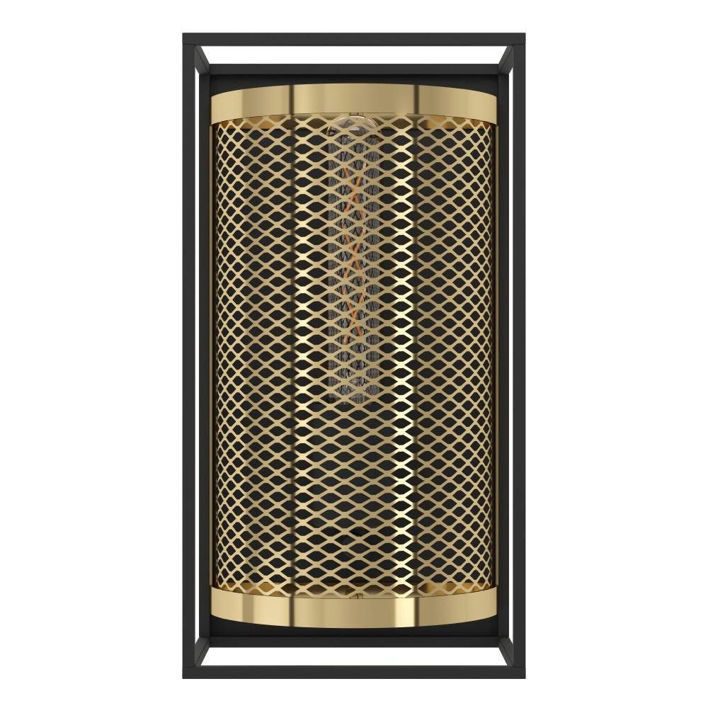 EGLO Wandlamp NOHALES Wandlamp voor binnen, ganglamp industrieel, metaal, zwart, messing (1 stuk)