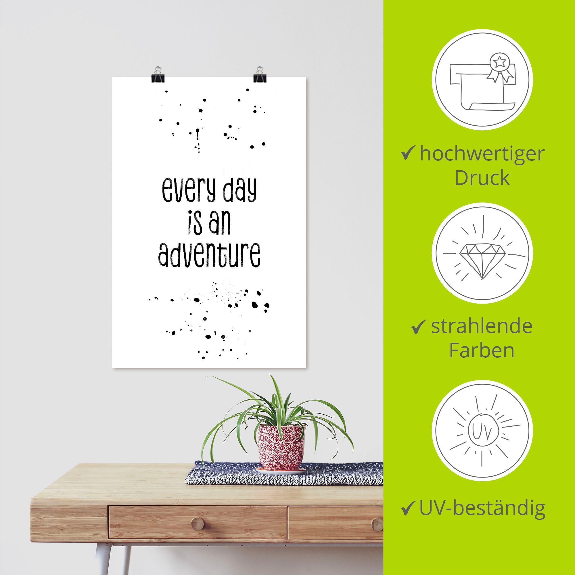 Artland Artprint Elke dag is een avontuur als artprint op linnen, poster in verschillende formaten maten
