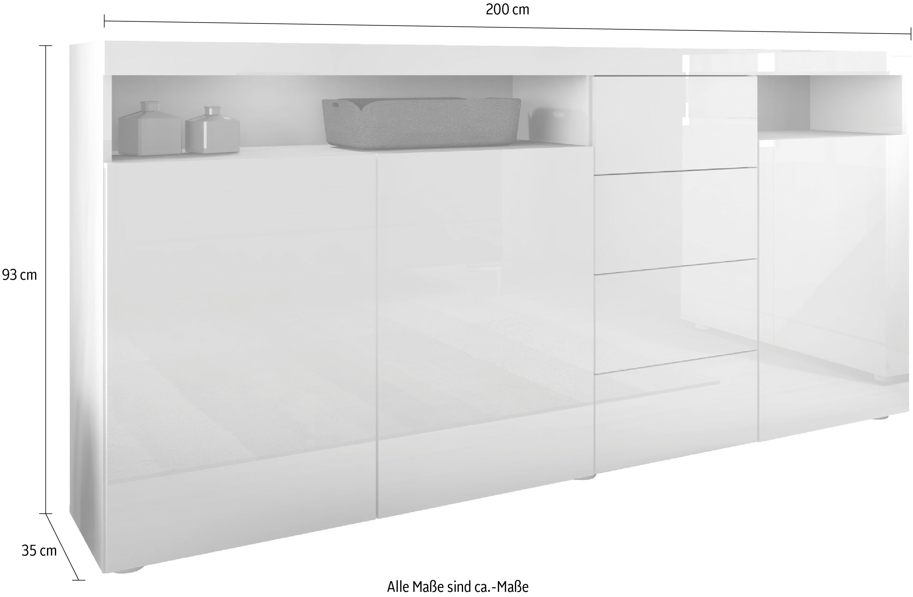 borchardt Möbel Highboard Kaapstad Breedte 200 cm