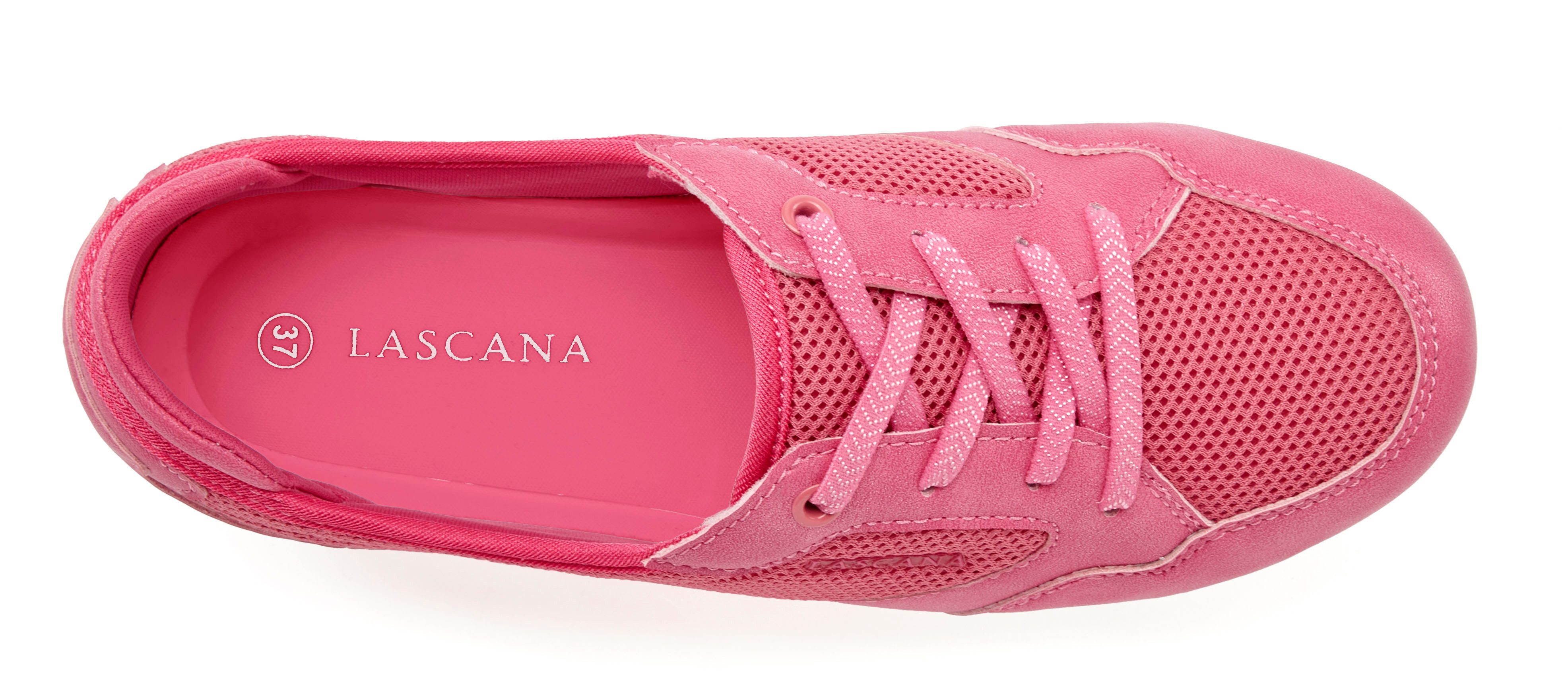 Lascana Sneakers Vrijetijdsschoen, lage schoen in modieuze mesh-look VEGAN