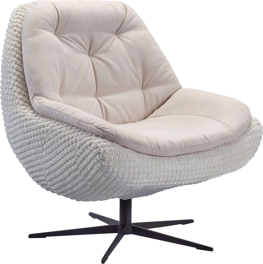 exxpo - sofa fashion Draaibare fauteuil Dim, loungestoel in materiaalmix, design en comfort, solitair meubel Comfortabel gestoffeerde draaifauteuil met elegante metalen stervormige voet