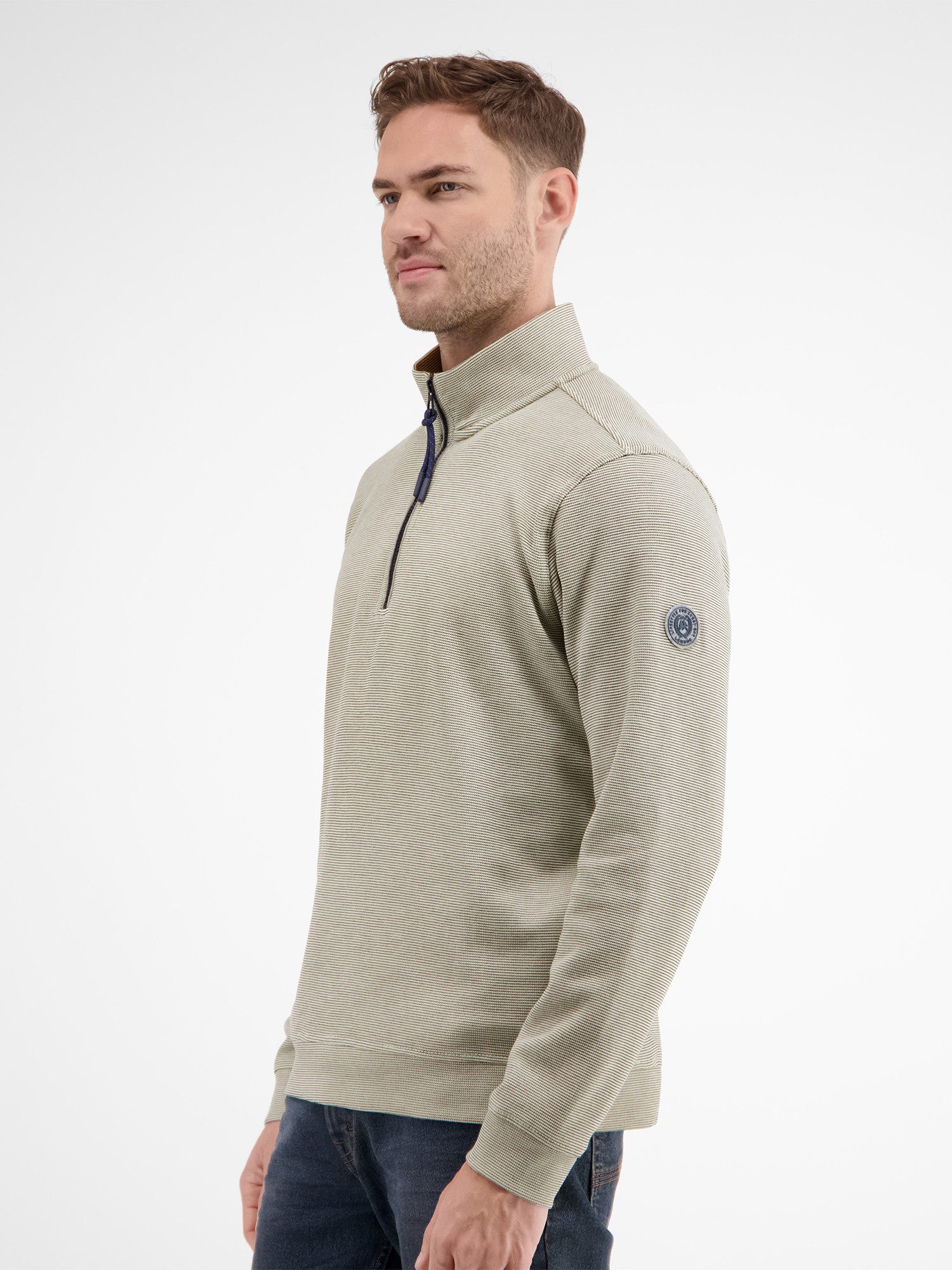 Lerros Sweatshirt LERROS effen brei troyer voor heren