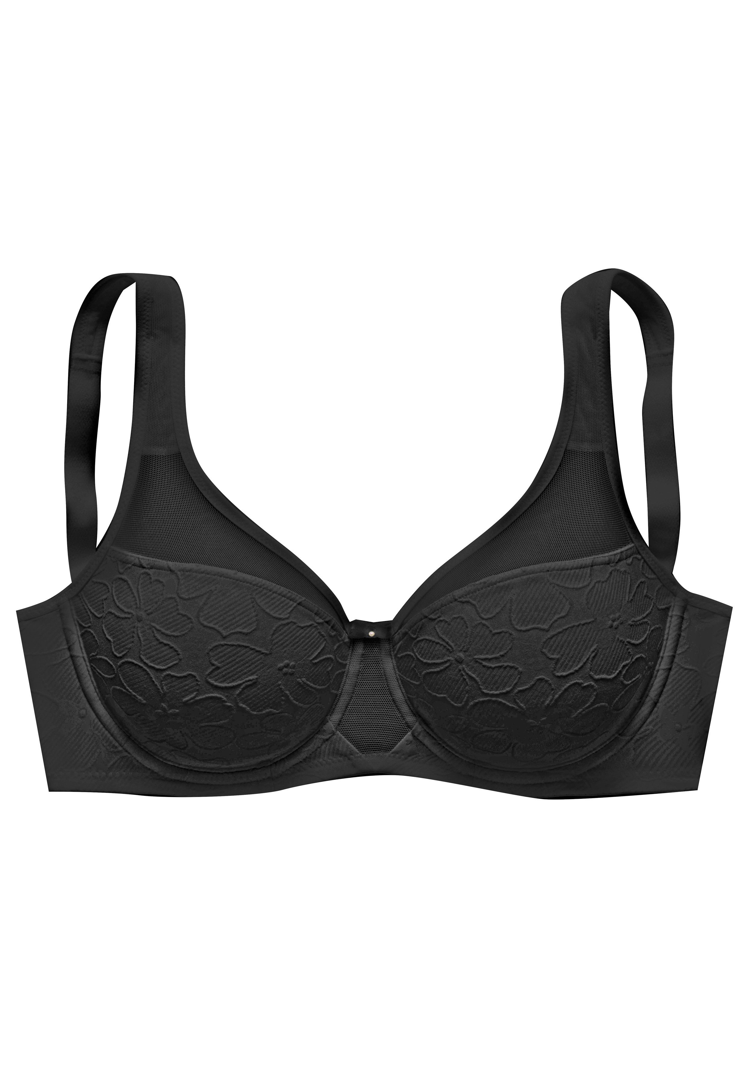Nuance Minimizer-bh met beugel en brede banden, van stevig jacquardmateriaal dames beugel bh's maat 105 D zwart