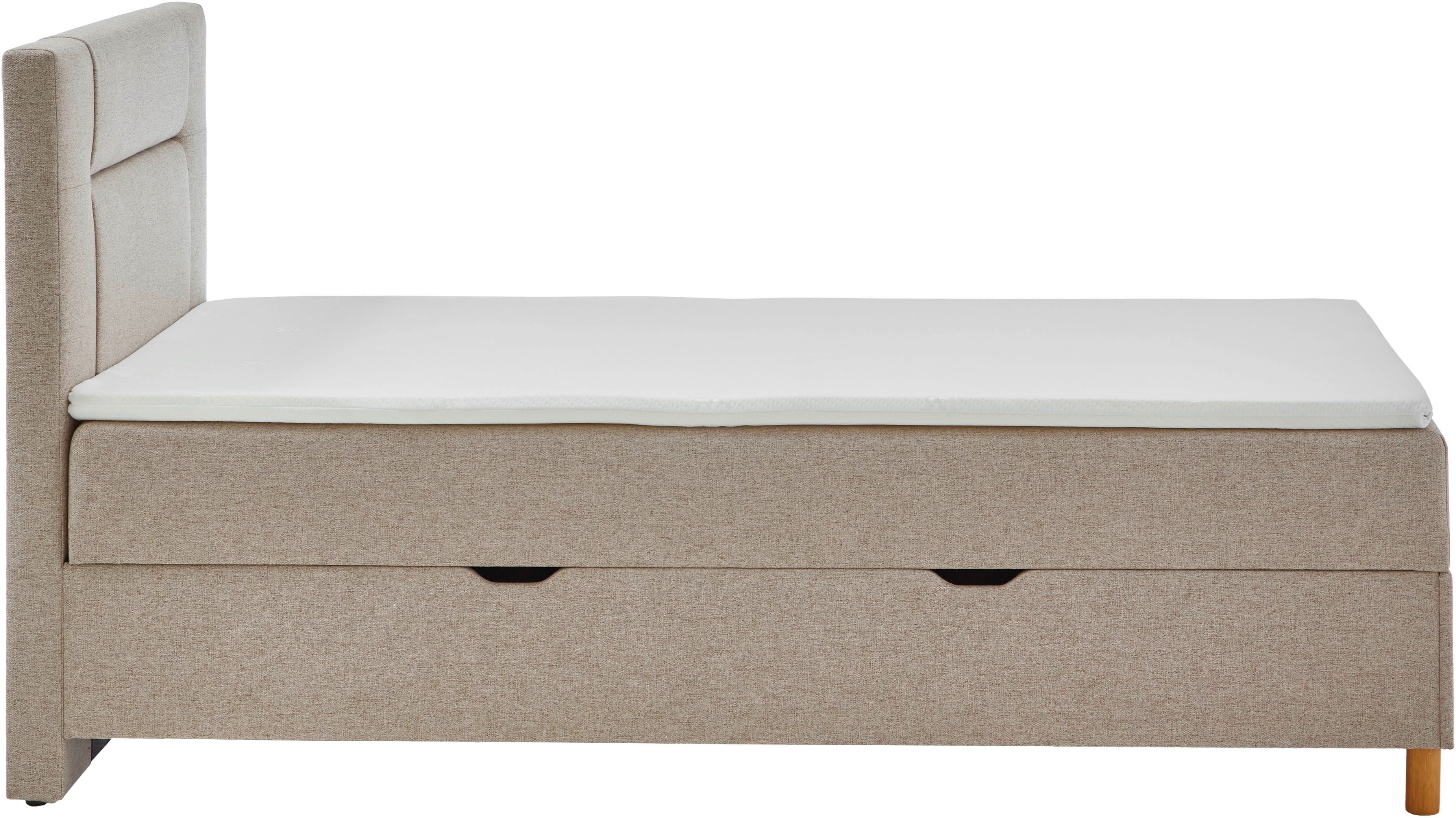 INOSIGN Boxspring Escalon II, met opbergruimte, inclusief topper, met houten poten