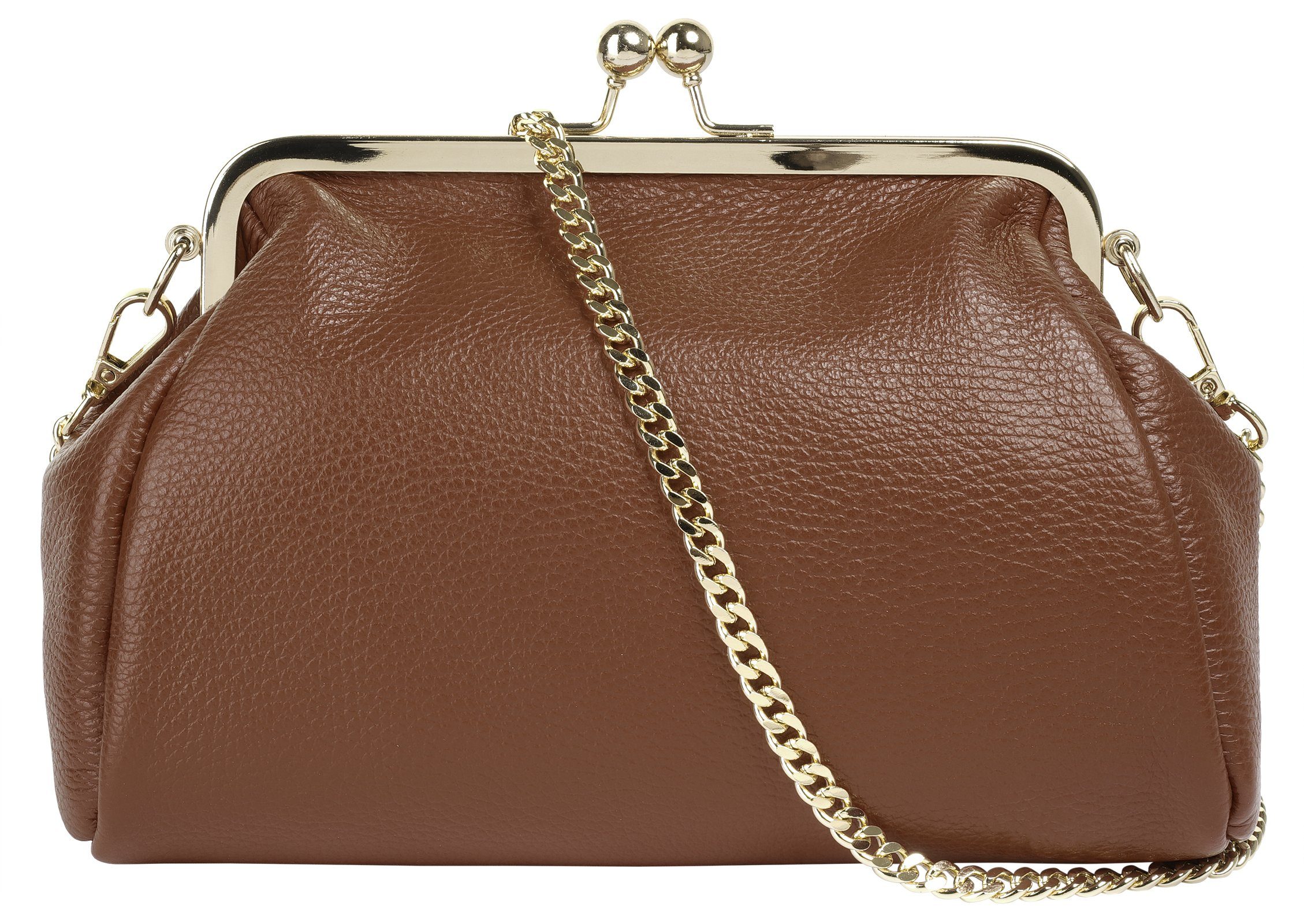 Cluty Avondtasje echt leer, made in italy dames tassen bruin