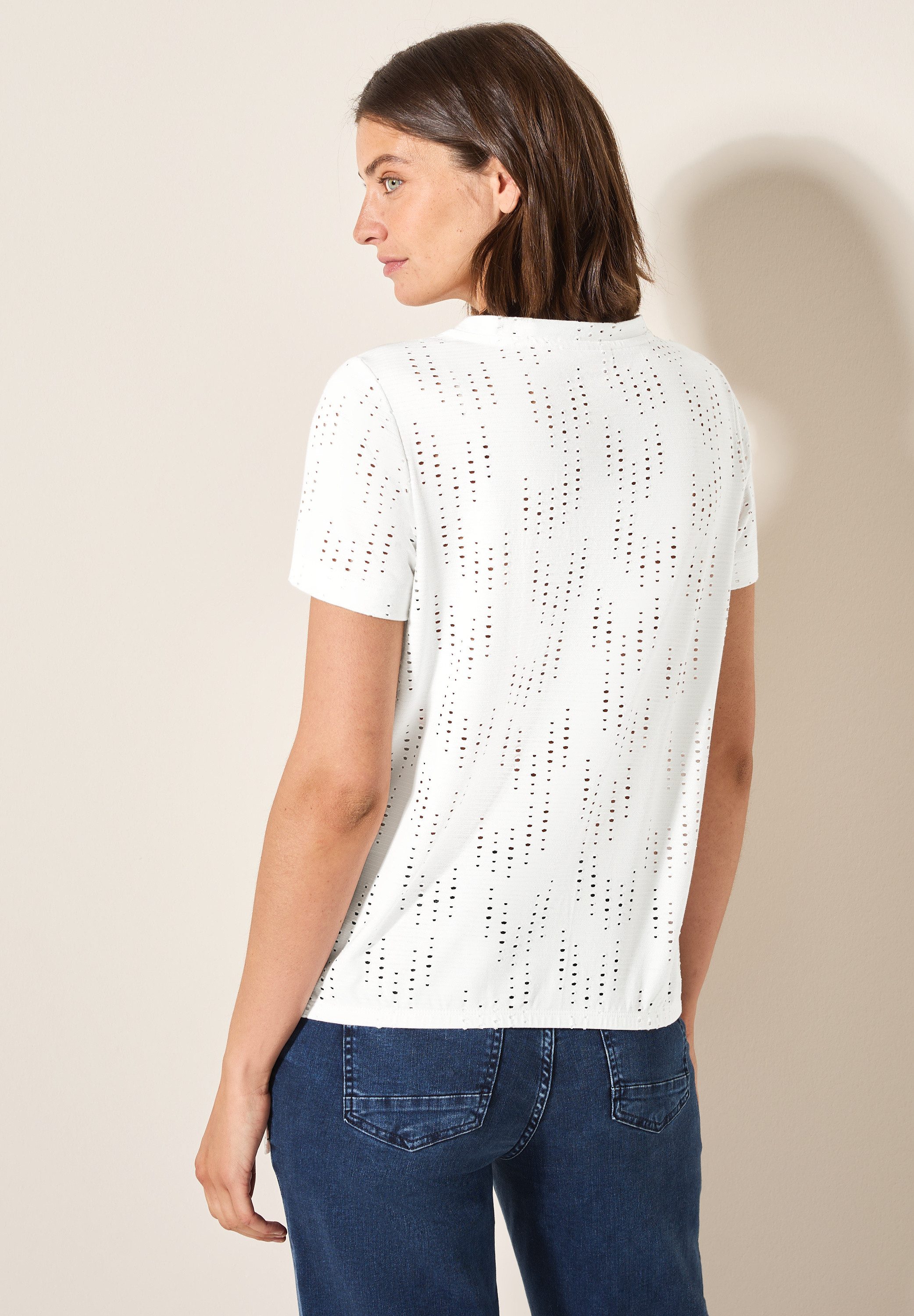 Cecil T-shirt met perforatiemotief