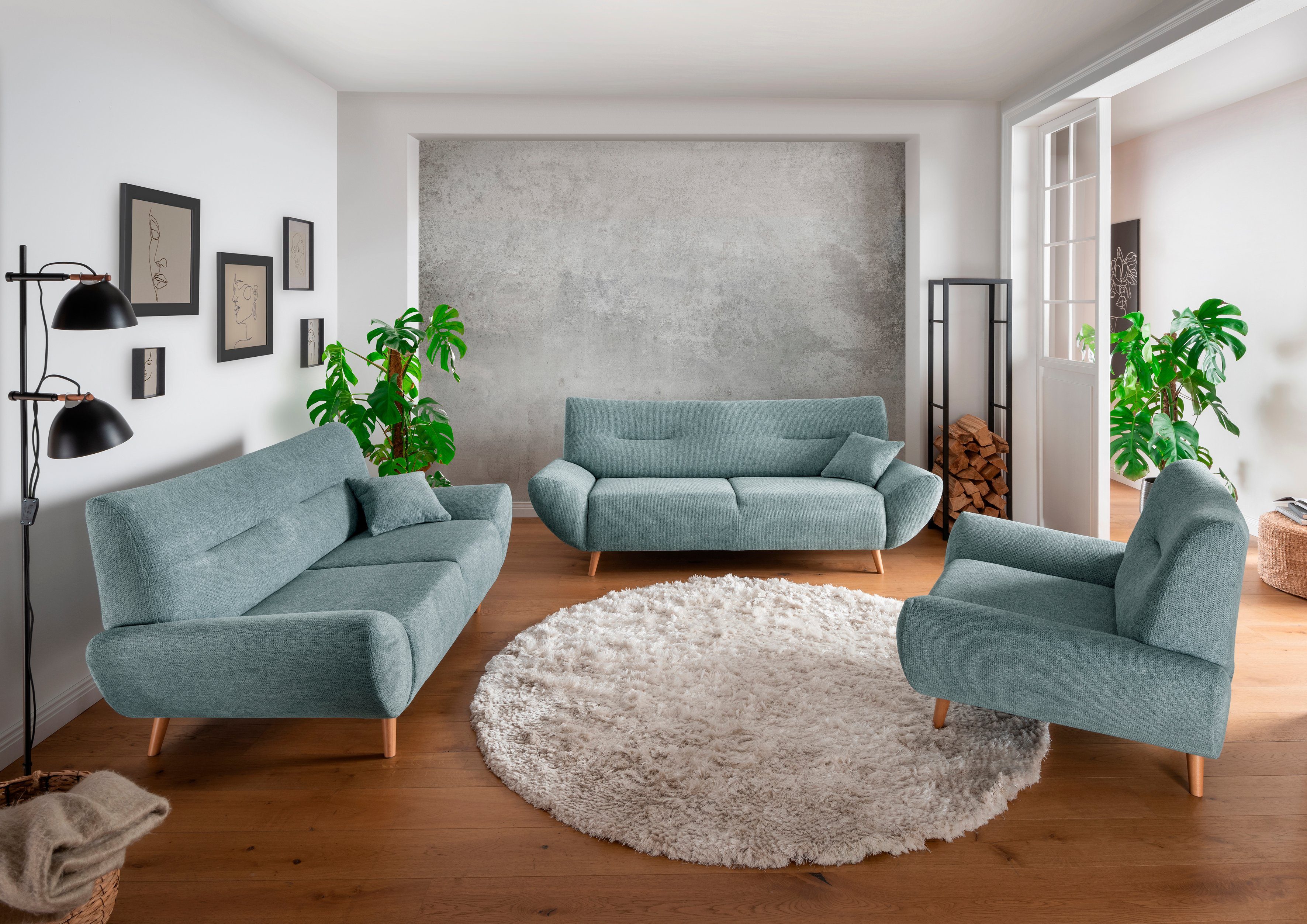 INOSIGN 2-zitsbank Drago elegant en tijdloos, comfortabel, houten voet