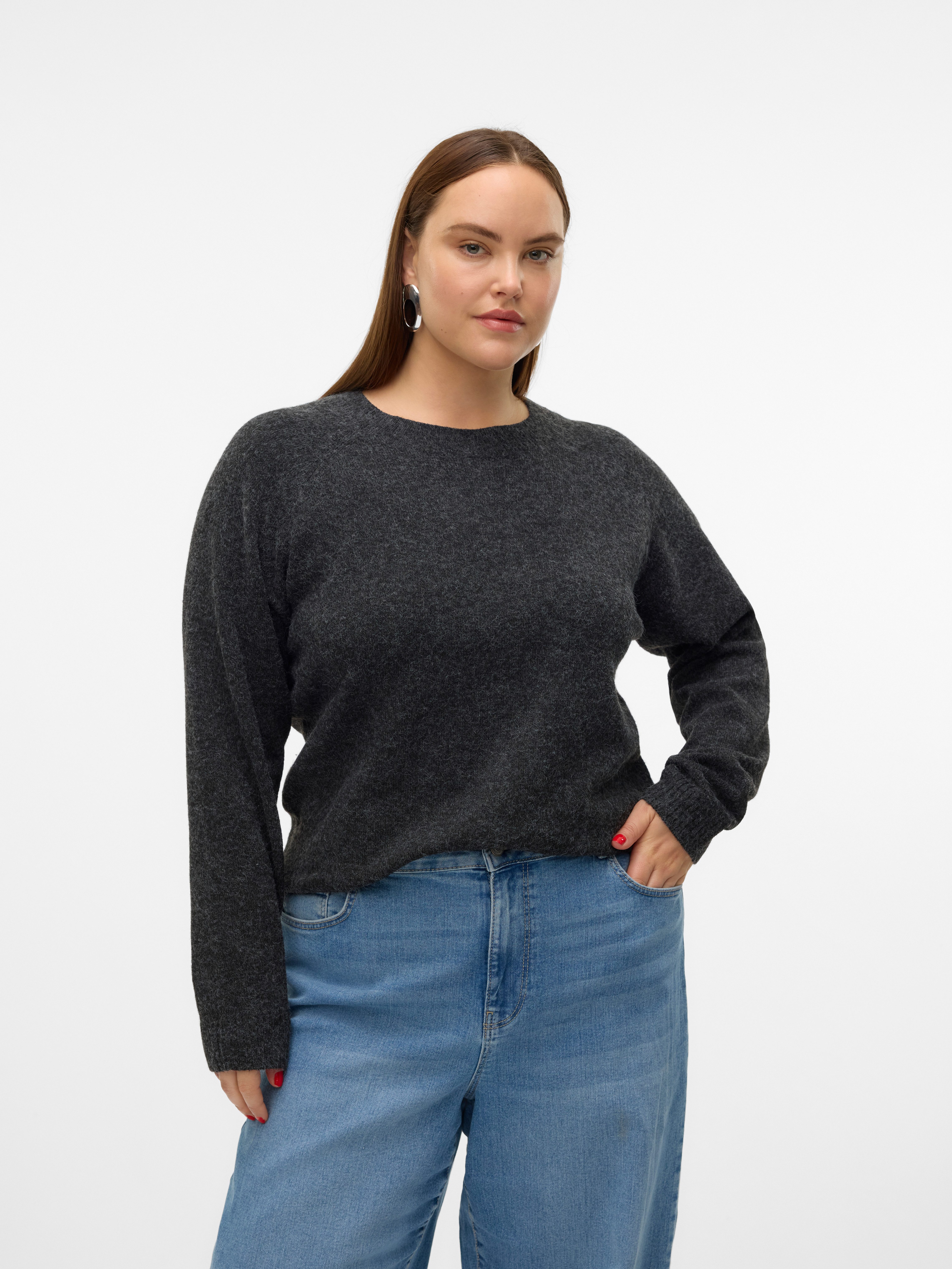 Vero Moda Curve Trui met ronde hals VMCDOFFY LS O-NECK BLOUSE GA NOOS CUR