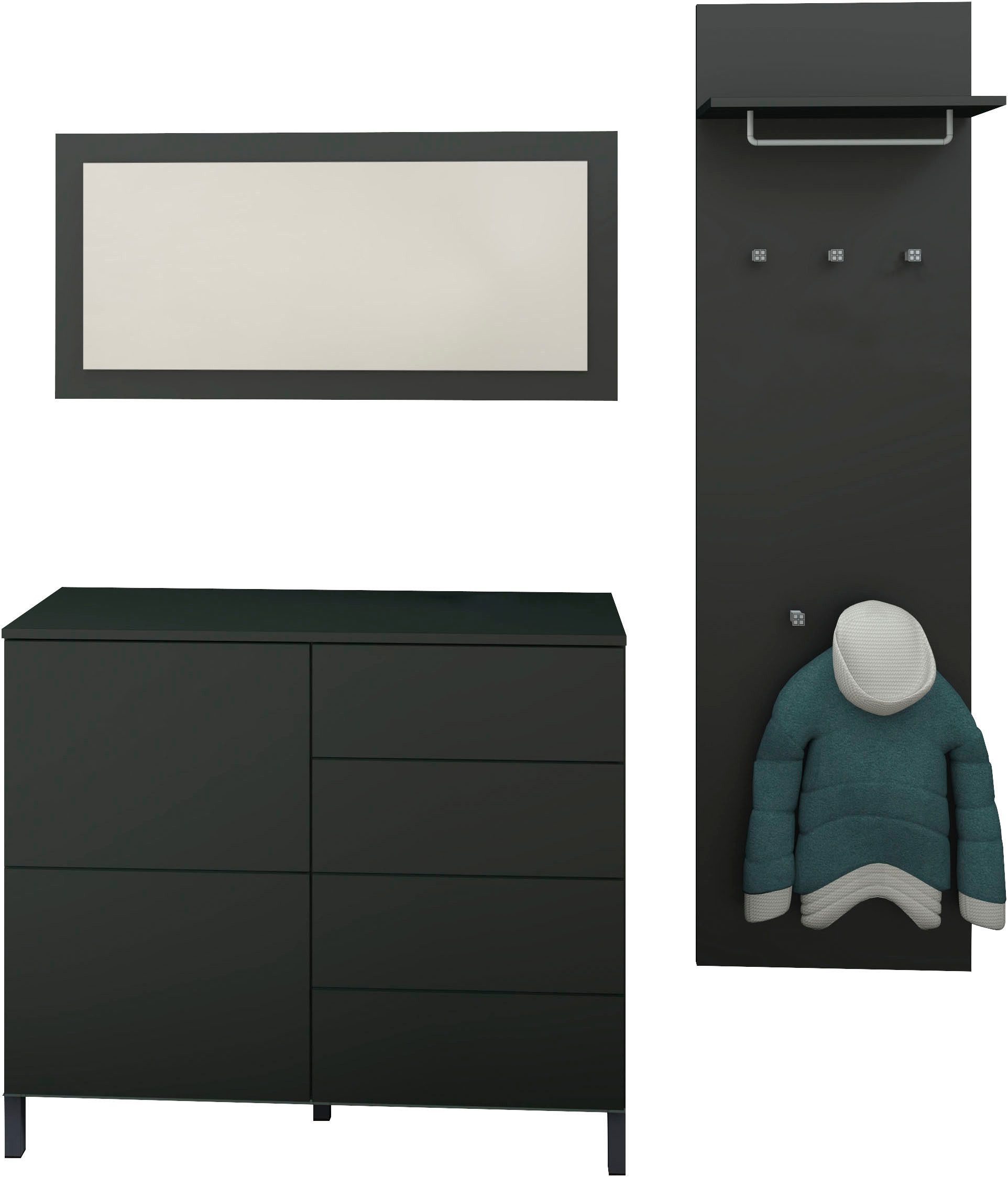borchardt Möbel Halmeubelset Drukknop (Push-To-Open), in hoogte verstelbare planken (3-delig)