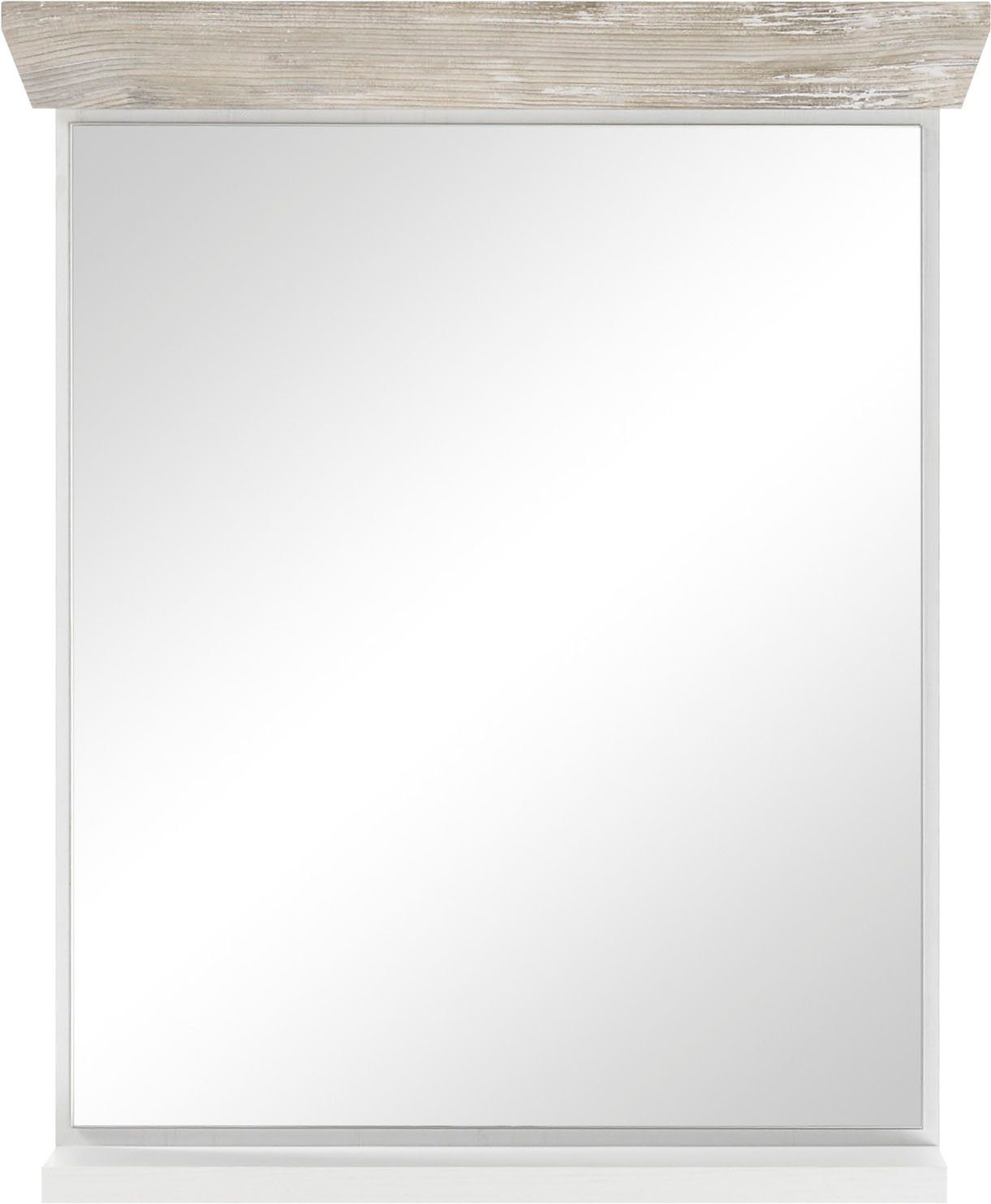 Home affaire Badspiegel Florenz, spiegel in landhuisstijl in pinie wit, met opbergruimte, breedte 60 cm