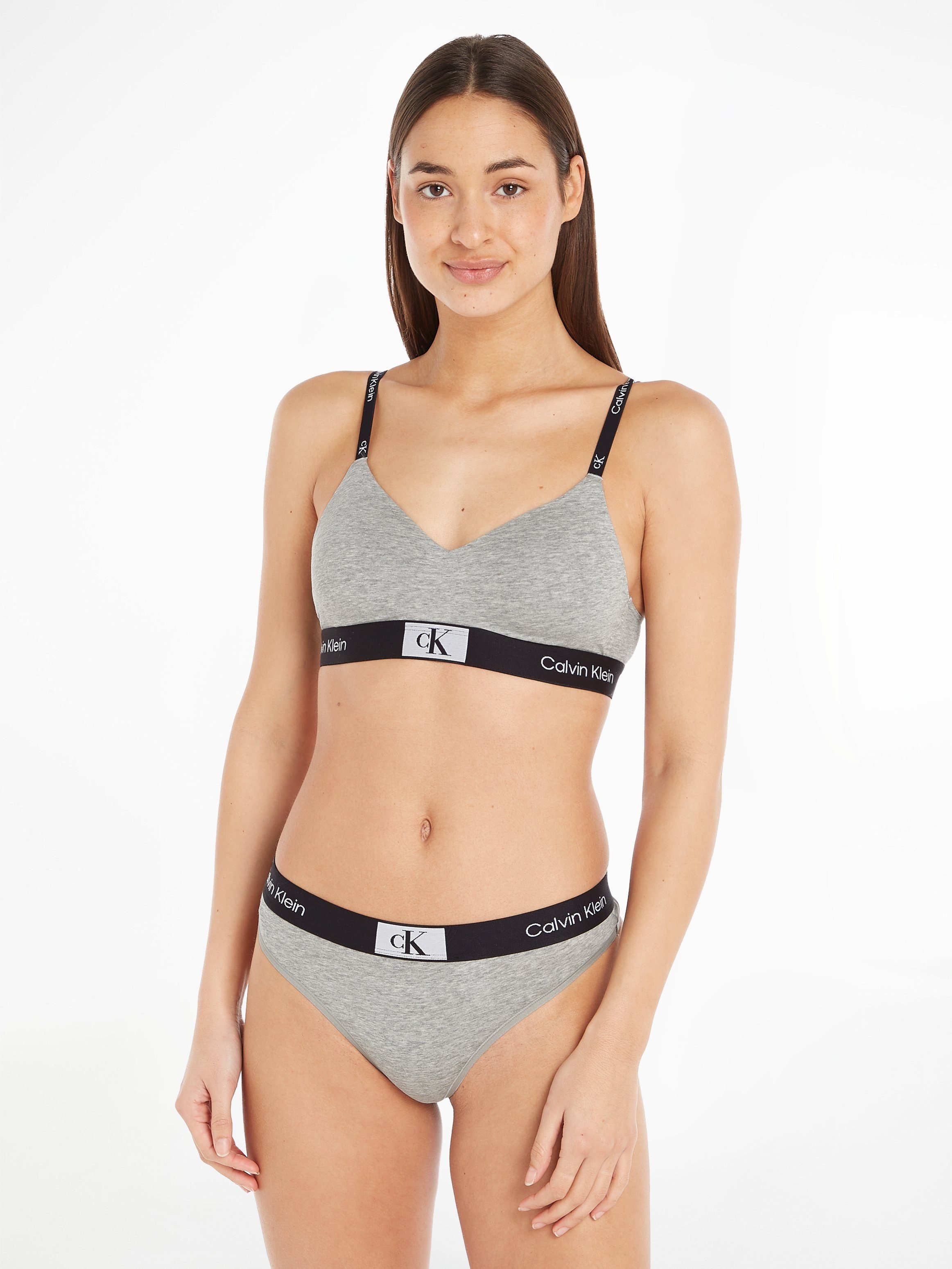Calvin Klein Bralette met klassieke tailleband met ck logo dames bralettes maat XS grijs