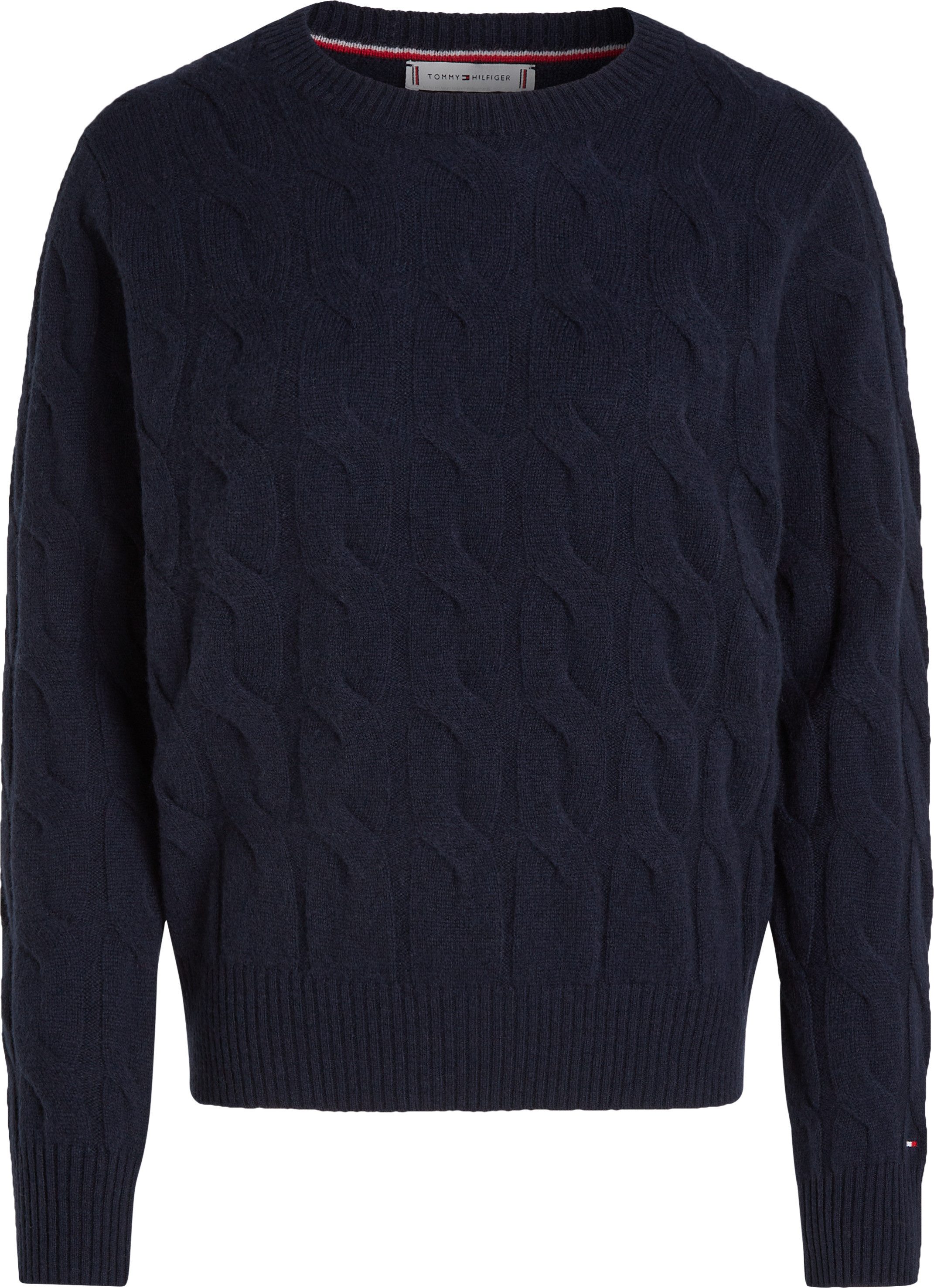 Tommy Hilfiger Gebreide trui SOFT WOOL CABLE C-NK met kabelpatroon ronde hals