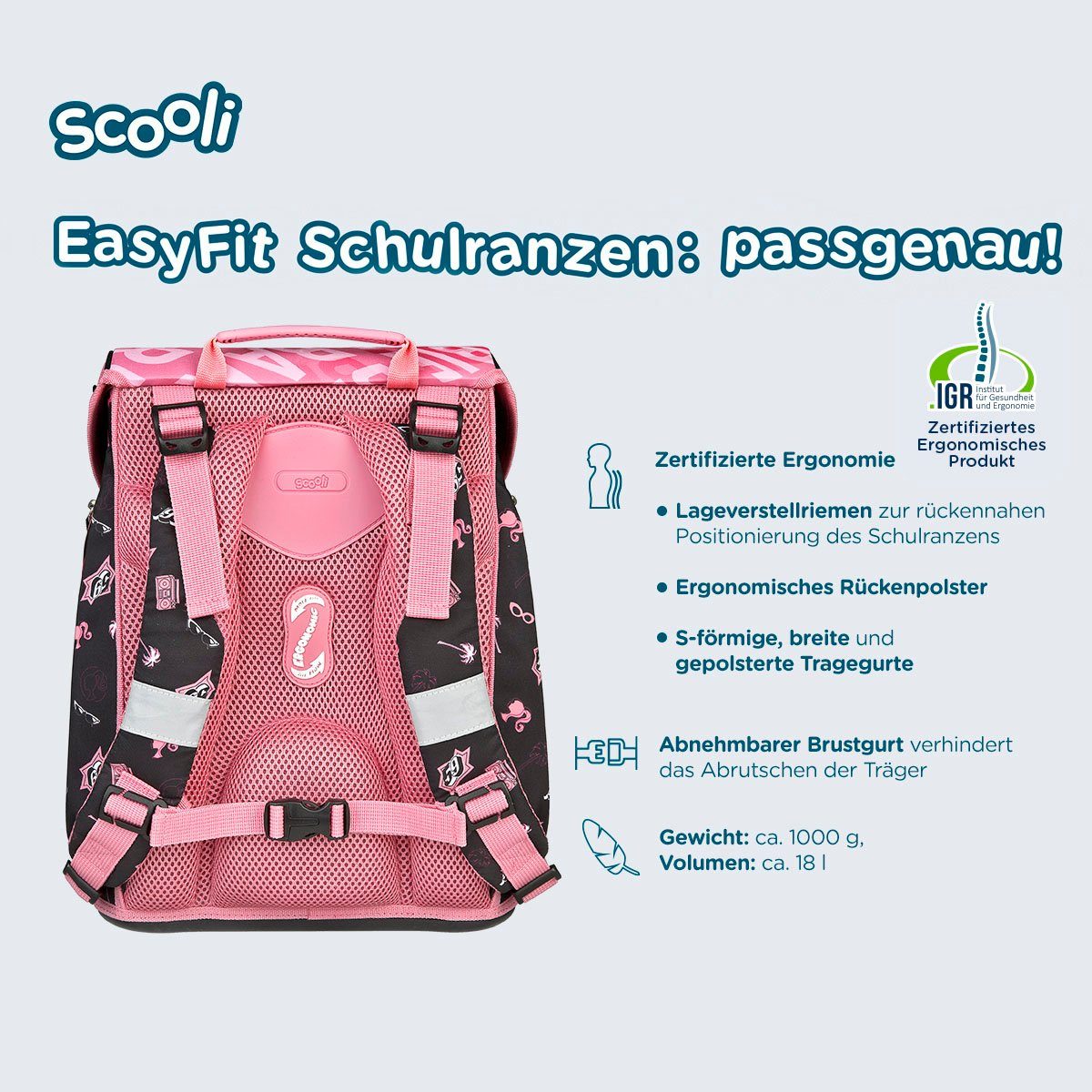 Scooli Schooltas EasyFit, Barbie (5-delig)