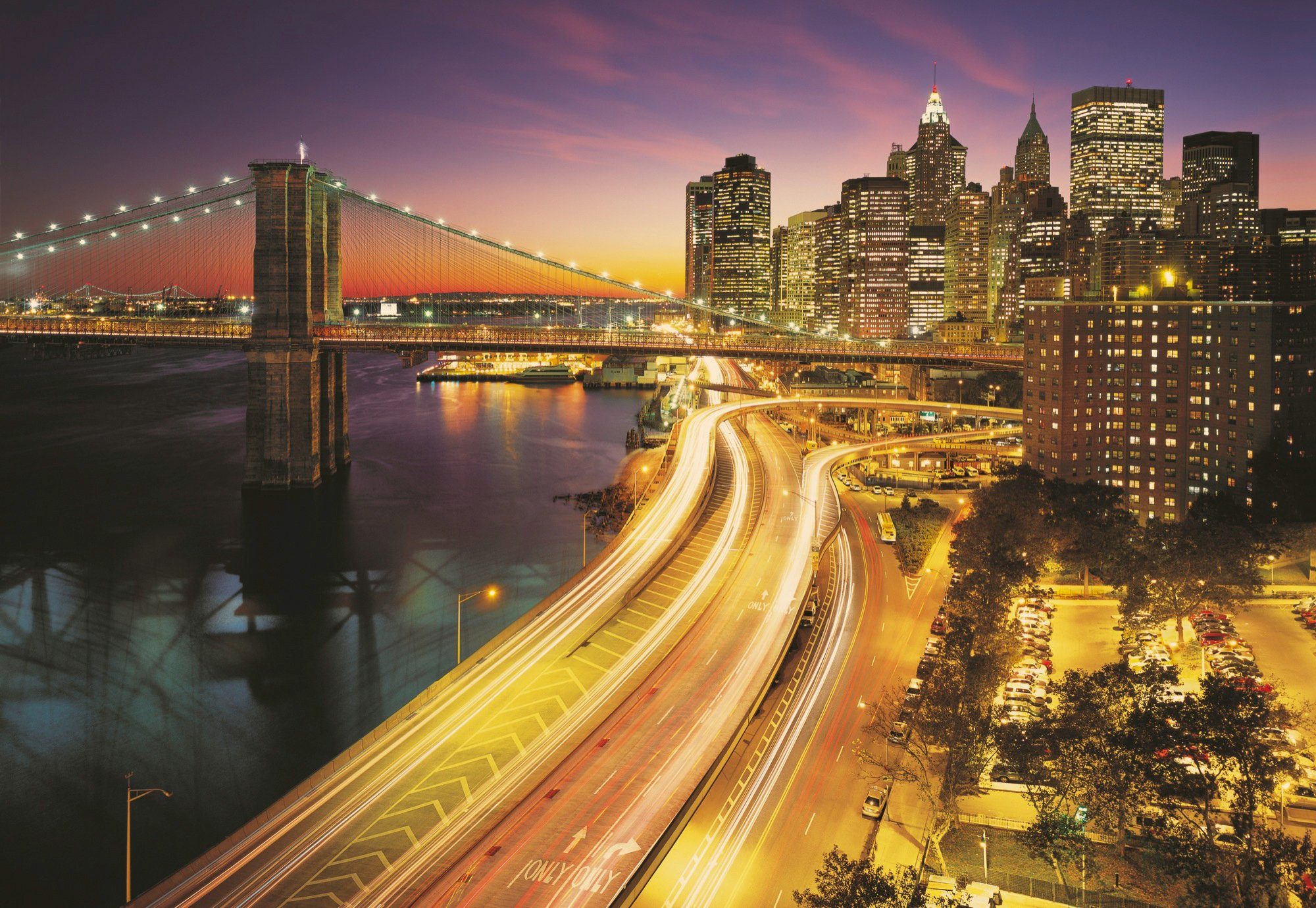 Komar Fotobehang NYC Lights - Afmeting 368 x 254 cm (set) fotobehang multicolor
