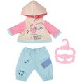 baby annabell poppenkleding little joggingpak, 36 cm met kleerhanger multicolor