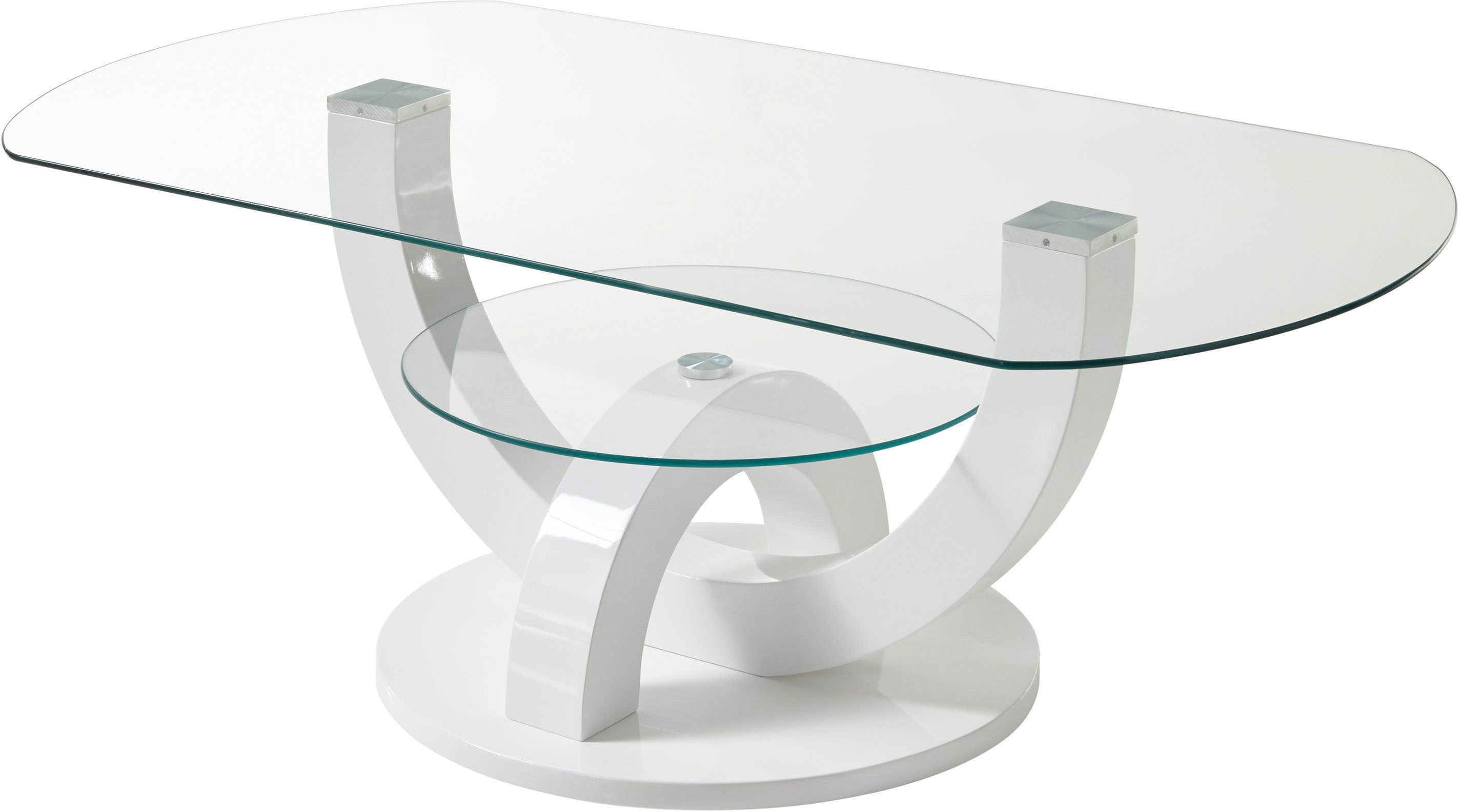 Stolkom Salontafel Boston, TOPSELLER! Glas tafel, tafel met U-vorm frame in wit hoogglans