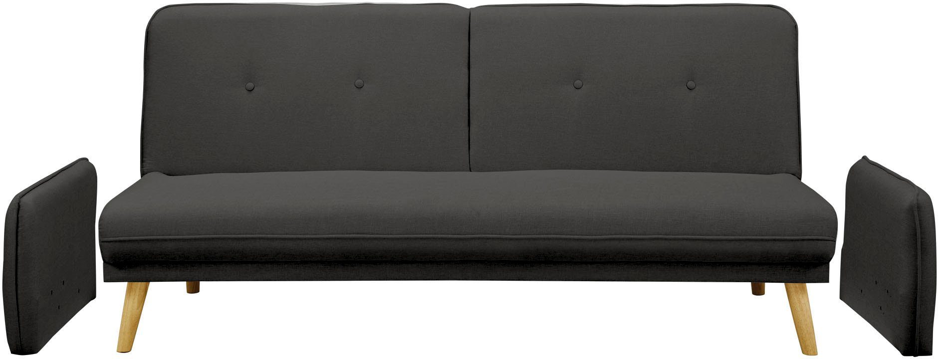 SalesFever Slaapbank Linköping, 3-zits bank met knoopbevestiging op de rug en slaapfunctie, breedte 188 cm