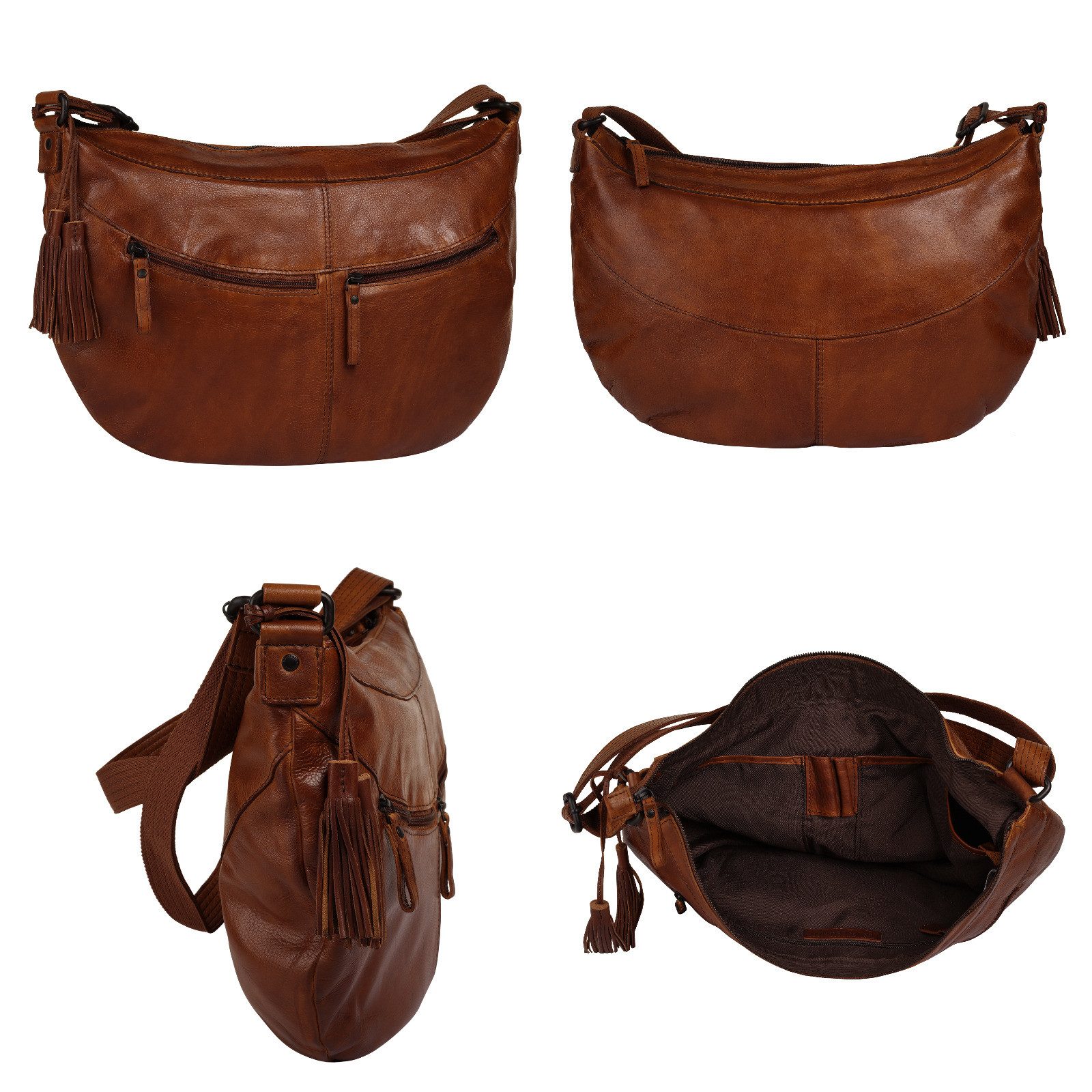 Spikes & Sparrow Schoudertas echt leder