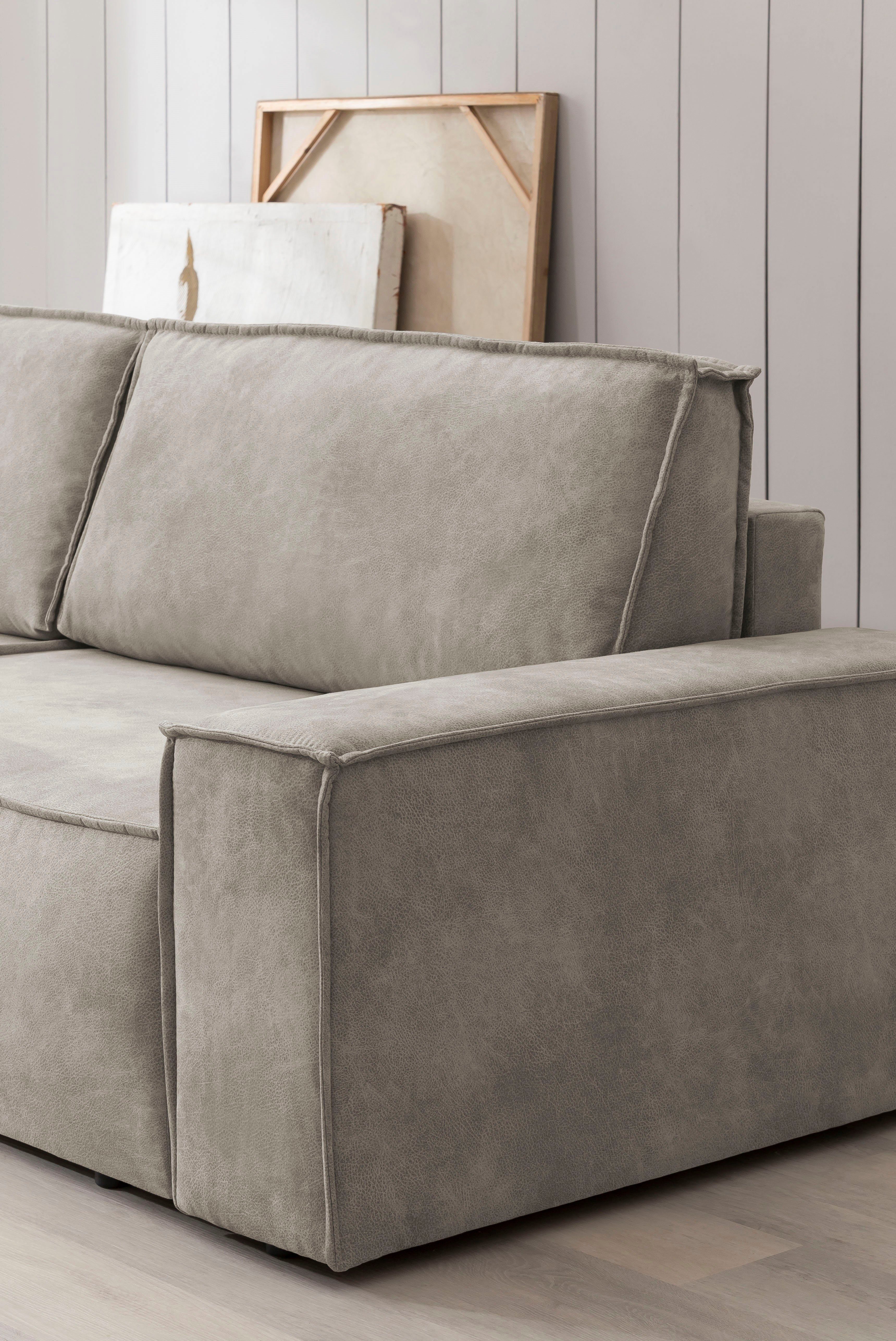 Home affaire Hoekbank SHERWOOD bedbank 267 cm, L-model, Slaapfunctie met bedlade (210x136 cm), cord, vintage, fluweel