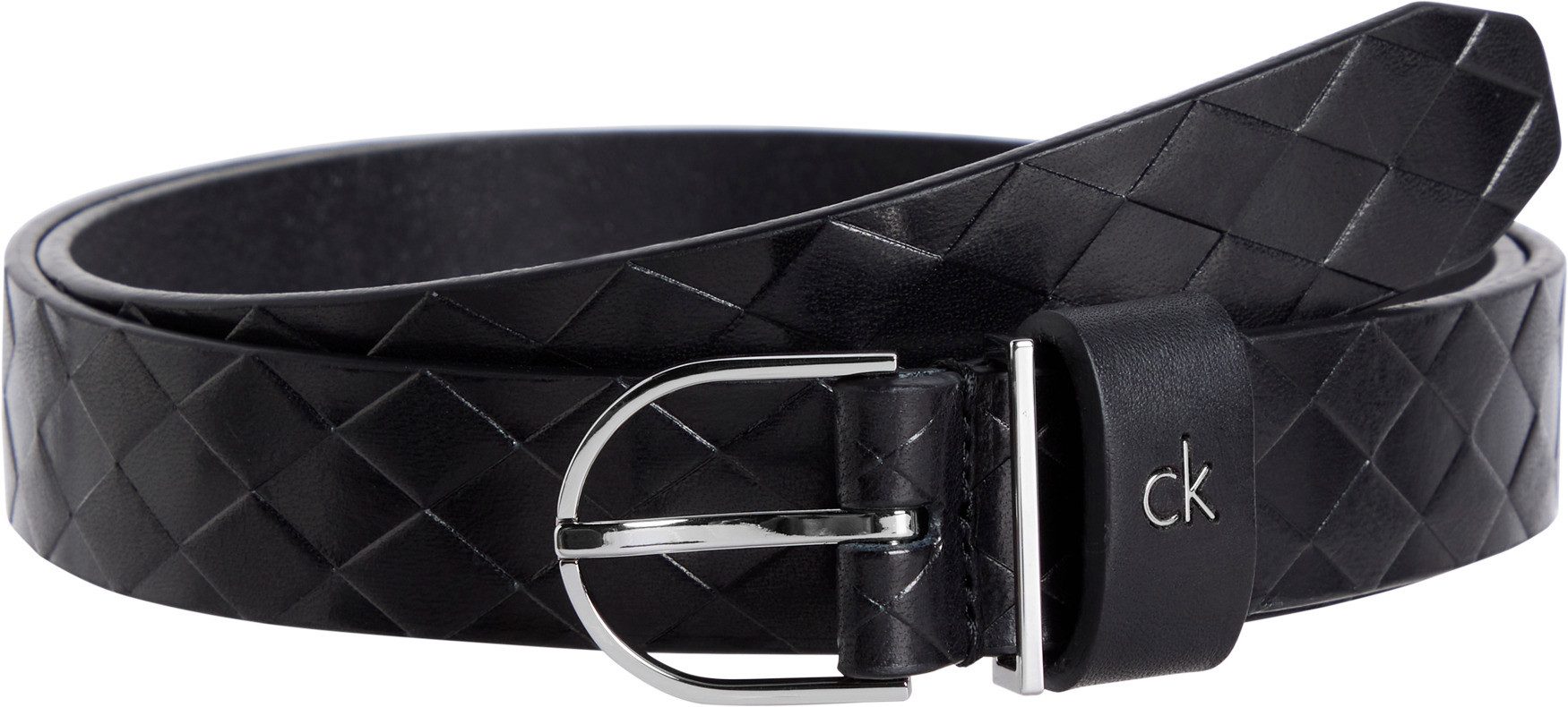 Calvin Klein Leren riem CK METAL ROUND BUCKLE 2.5_BRAID