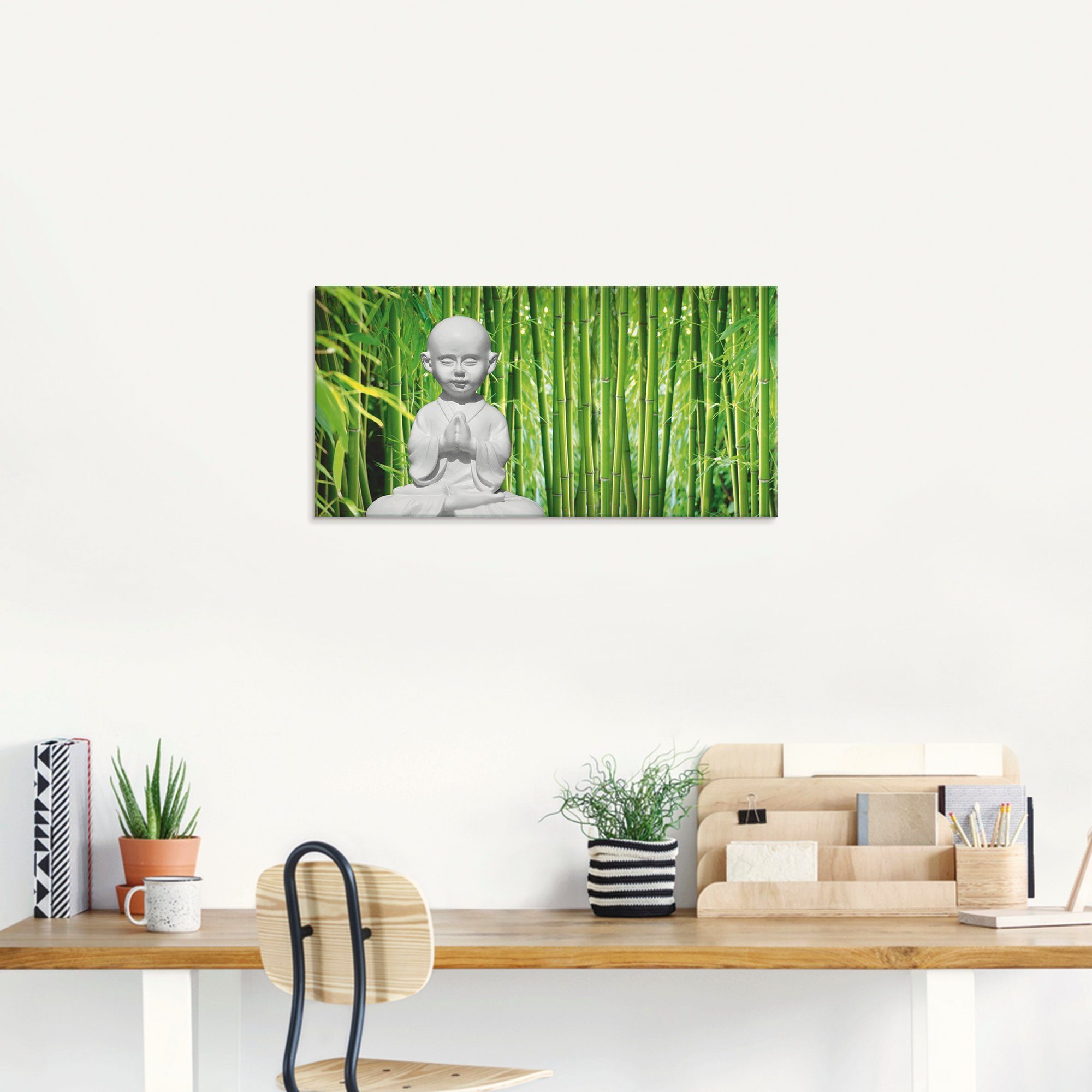 Artland Print op glas Boeddha met bamboe in verschillende maten