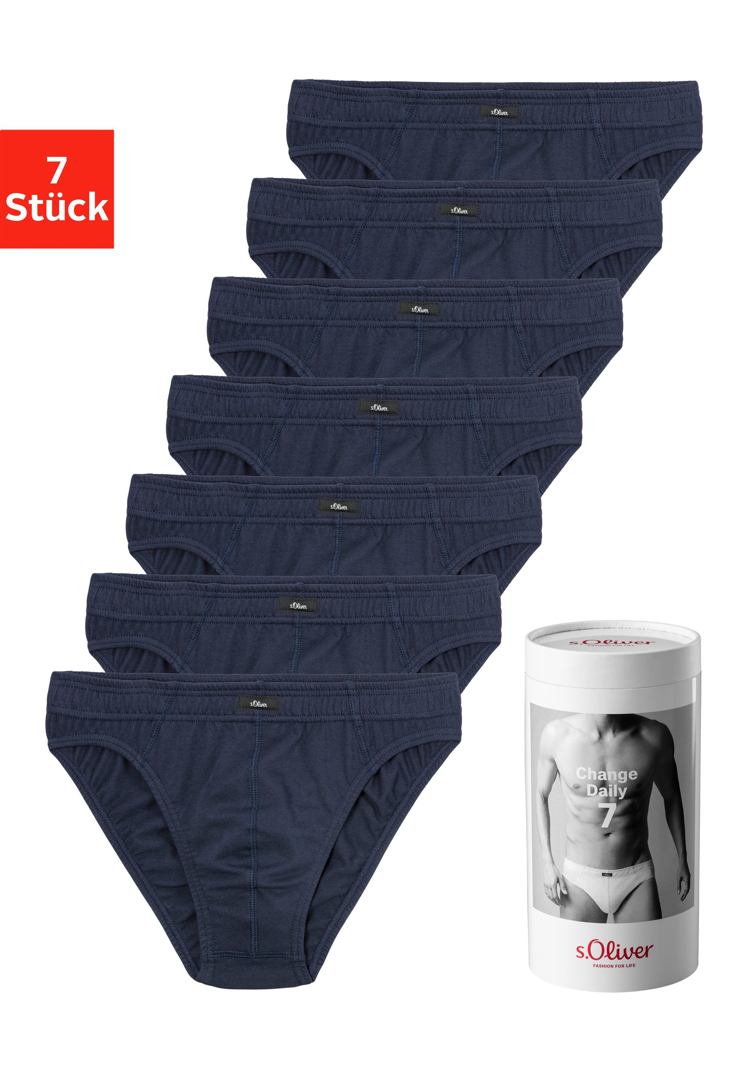 s.Oliver RED LABEL Beachwear Slip Heren onderbroek Weekvoorraad in een blik (blik, 7 stuks, 7 stuks in set)