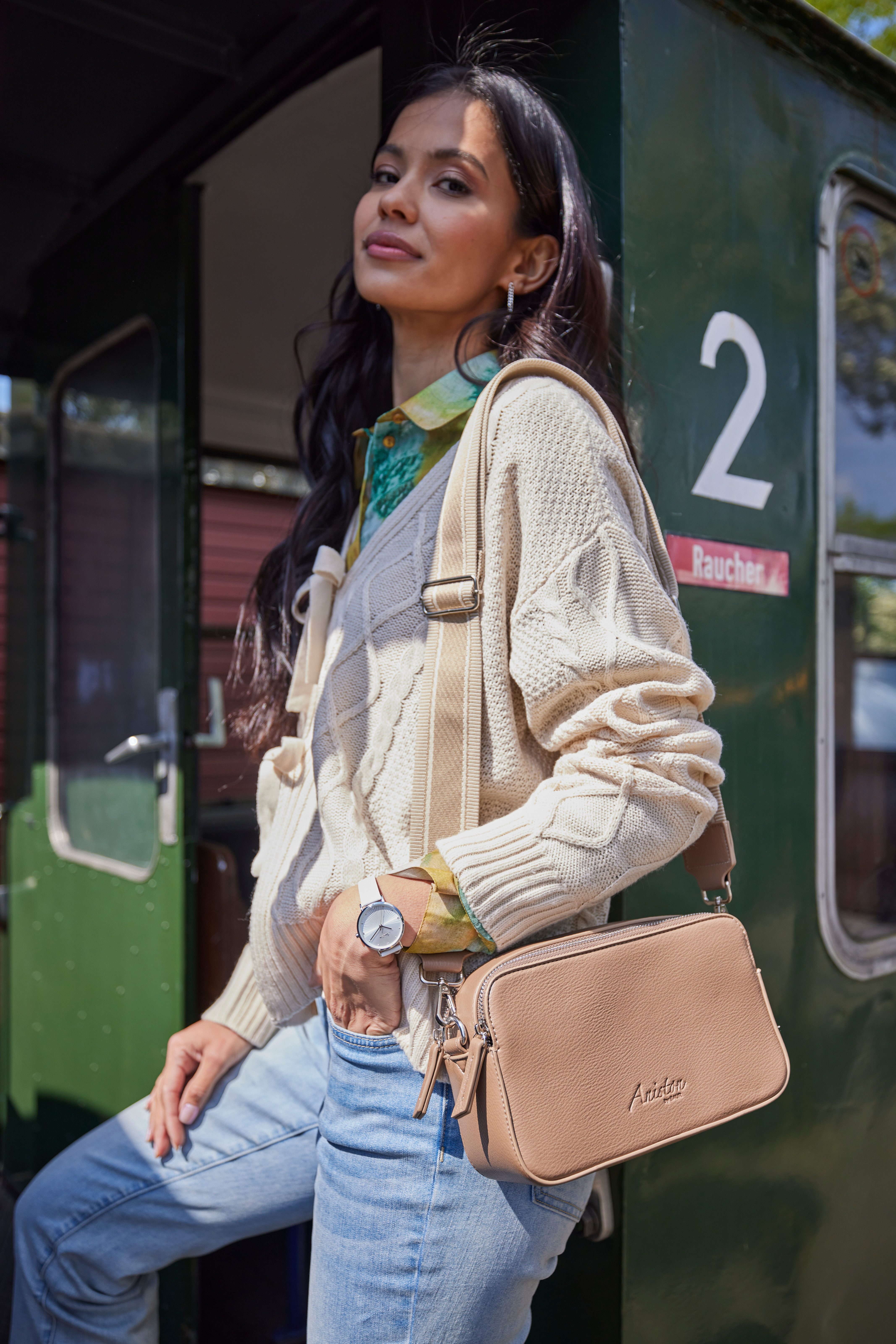 Aniston SELECTED Vest met kabel- en ruitmotief - nieuwe collectie