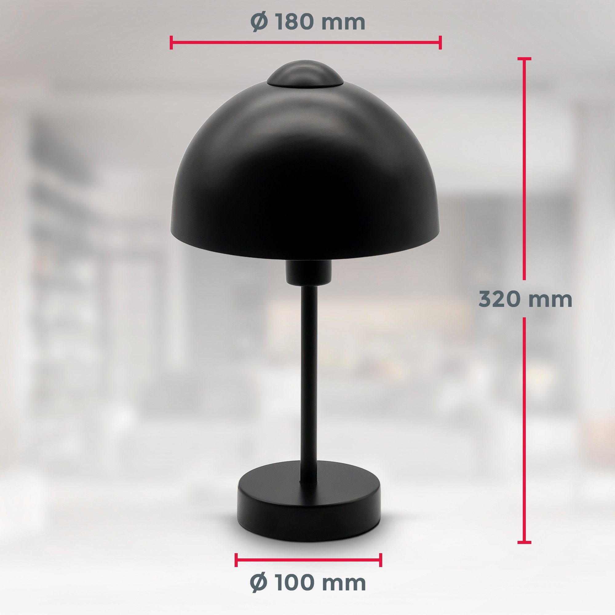 B.K.Licht Tafellamp BK_TL1529 Retro tafellamp, E14 fitting, mat zwart Nachttafellamp, bedlamp, kabelschakelaar, zonder lamp (max. 25W) (1 stuk)