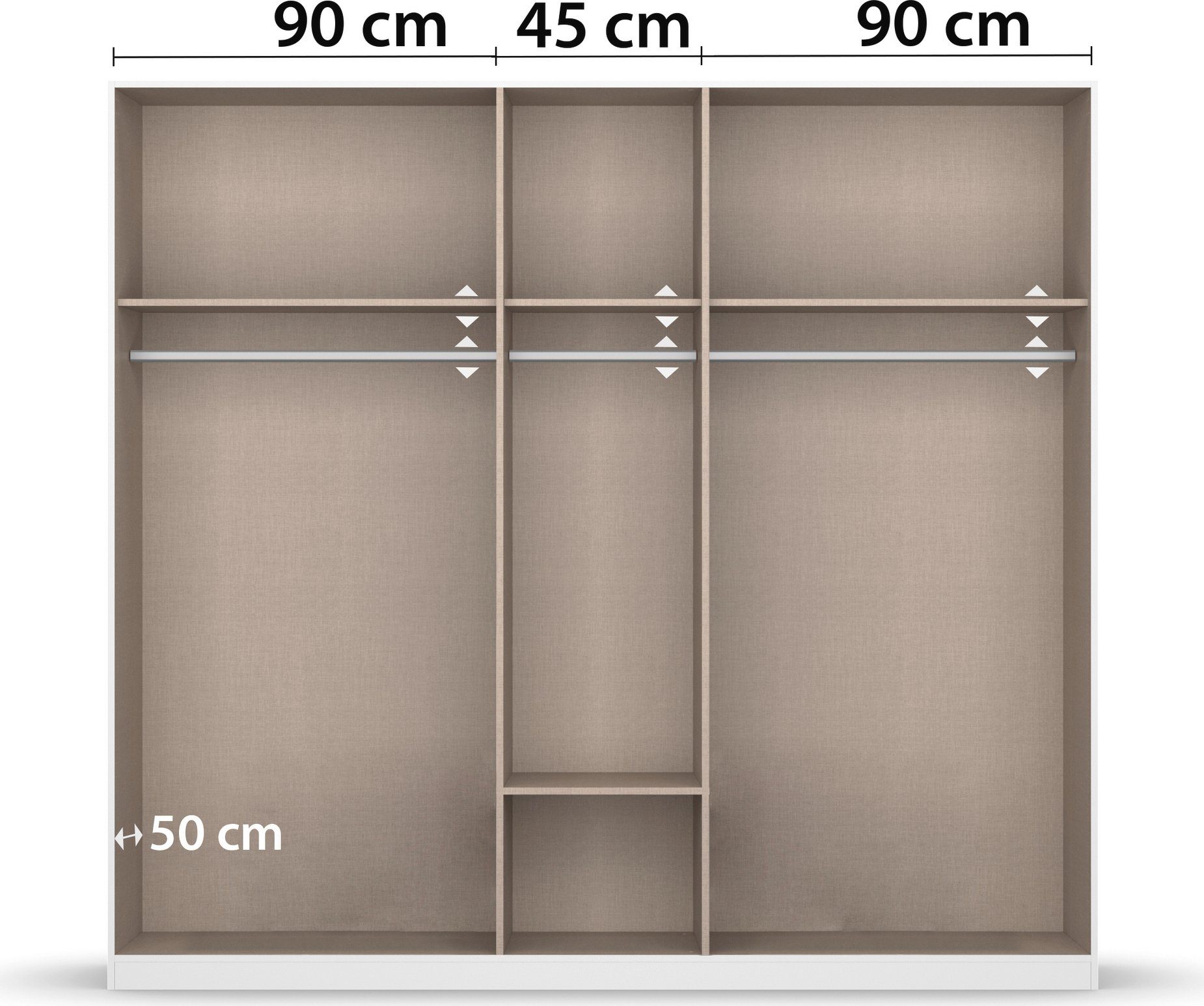 rauch Draaideurkast Kledingkast kast garderobe waskast BARI met spiegel met lades in het midden, moderne greep in grijs metallic made in germany