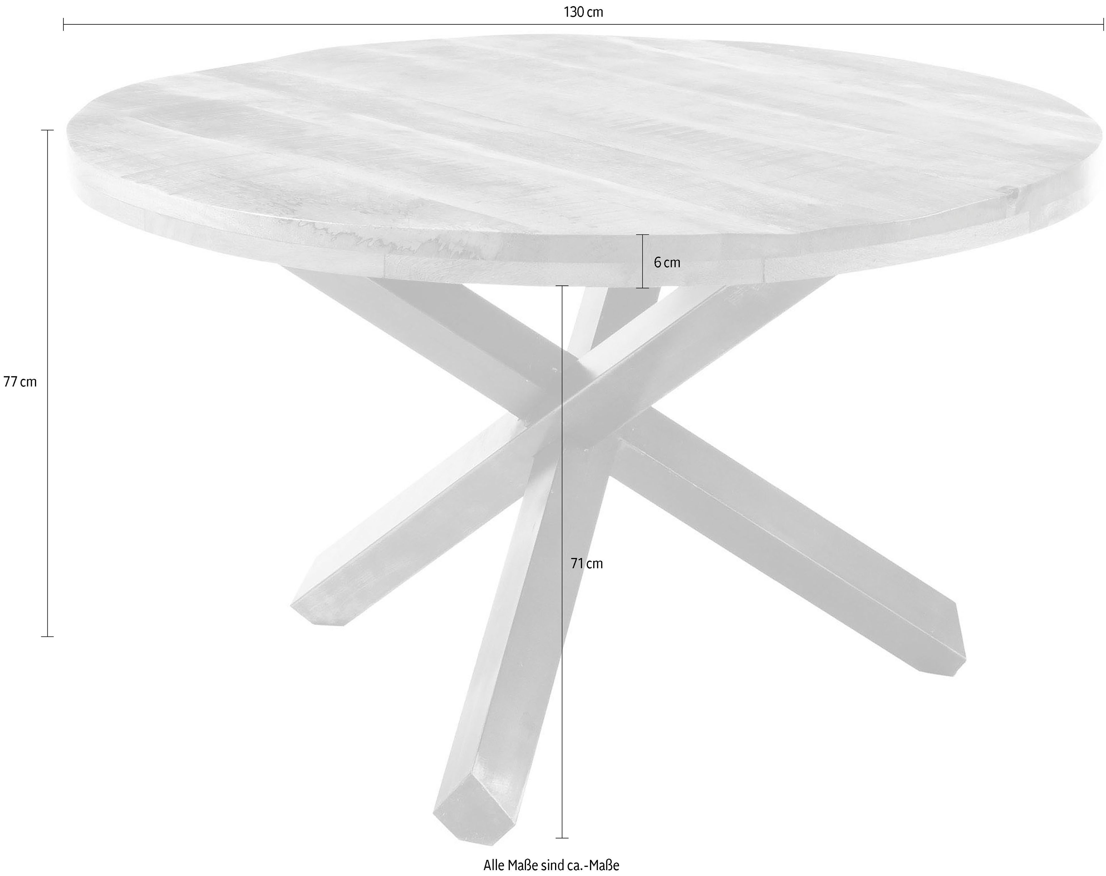 Stolkom Eettafel Ace rond, eettafel in massief mango