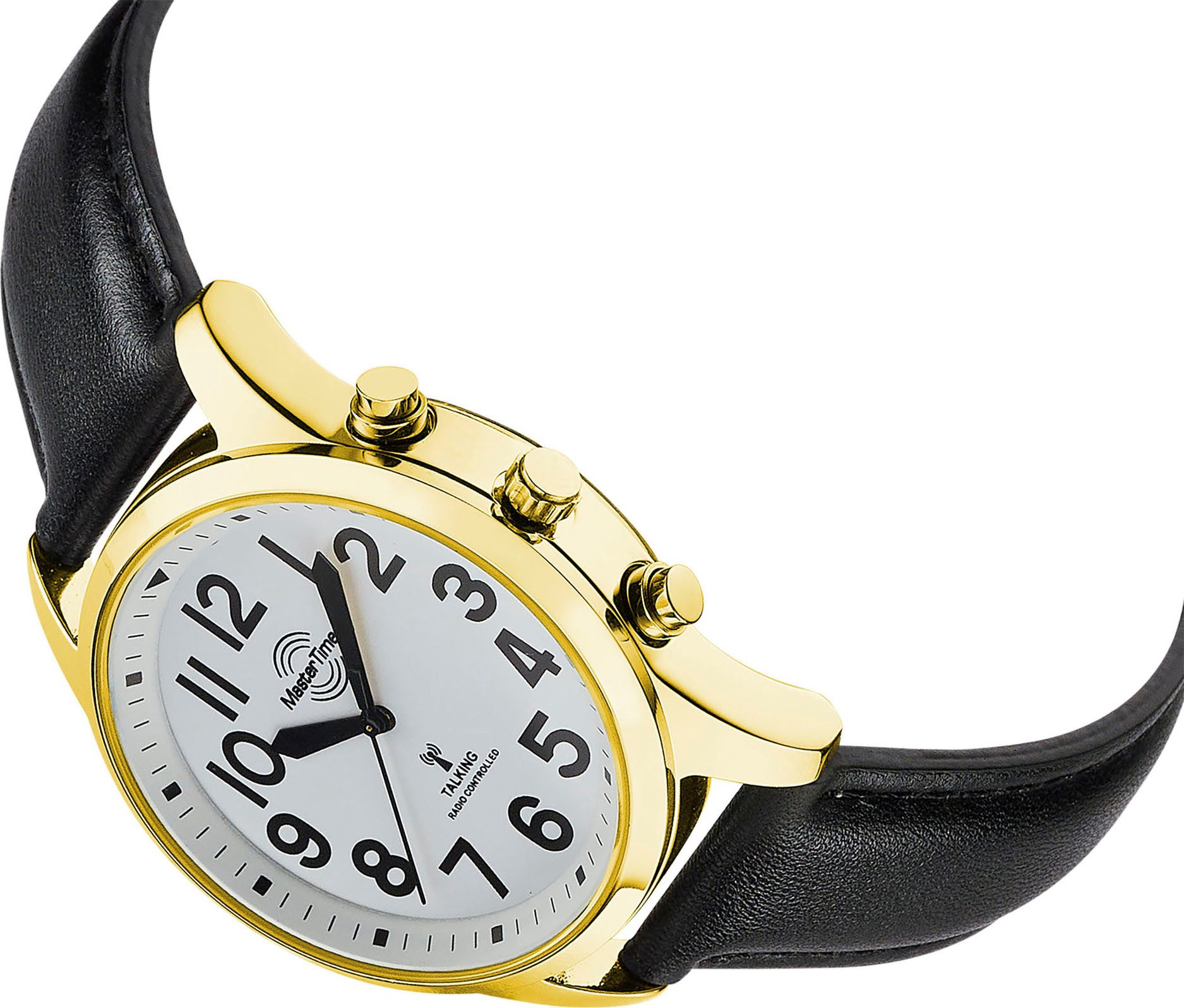 MASTER TIME Radiografisch horloge Sprekende radiohorloge Quartz horloge, polshorloge, herenhorloge, leren band, analoog