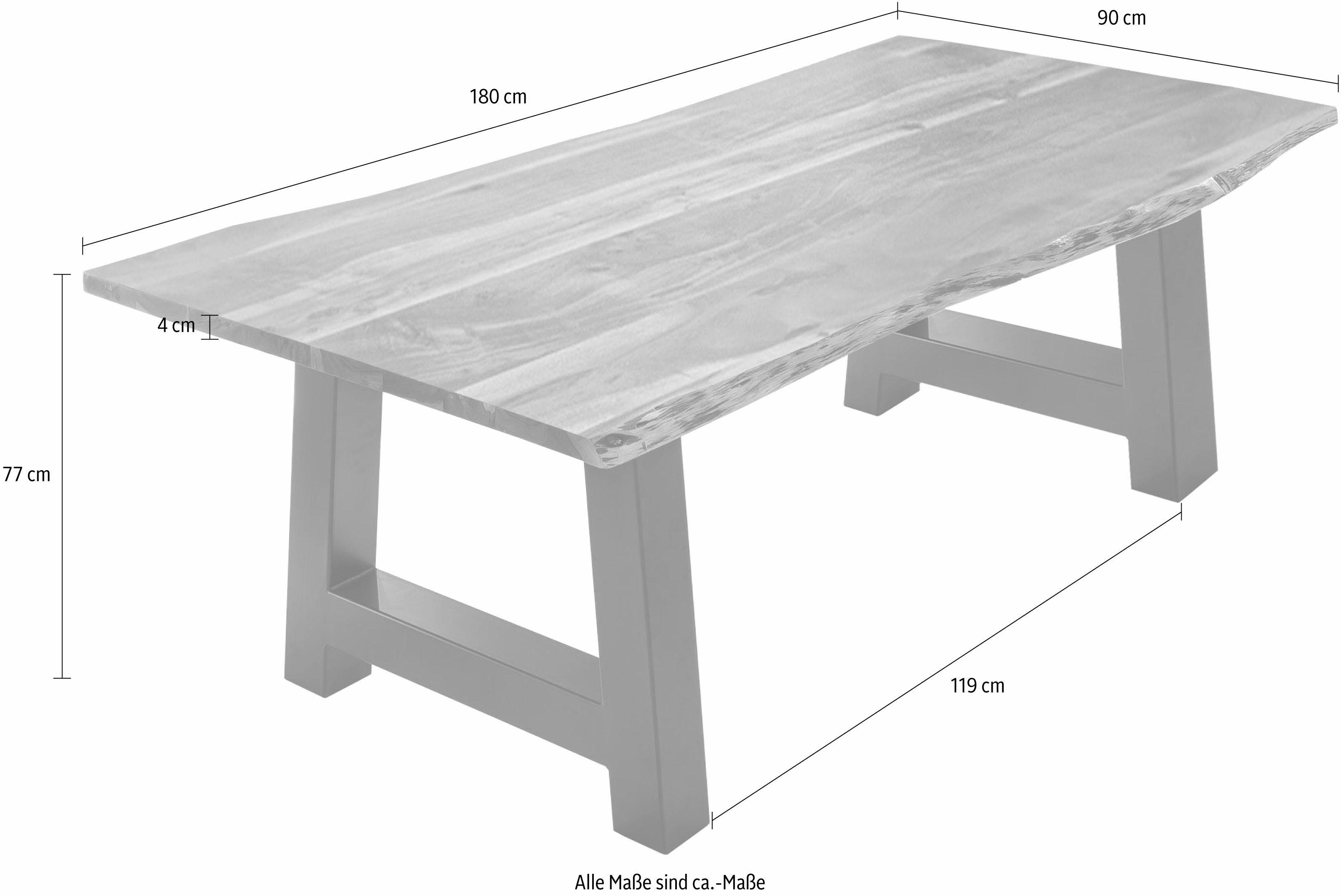 Home affaire Eettafel Manhattan met a-vormig metalen frame