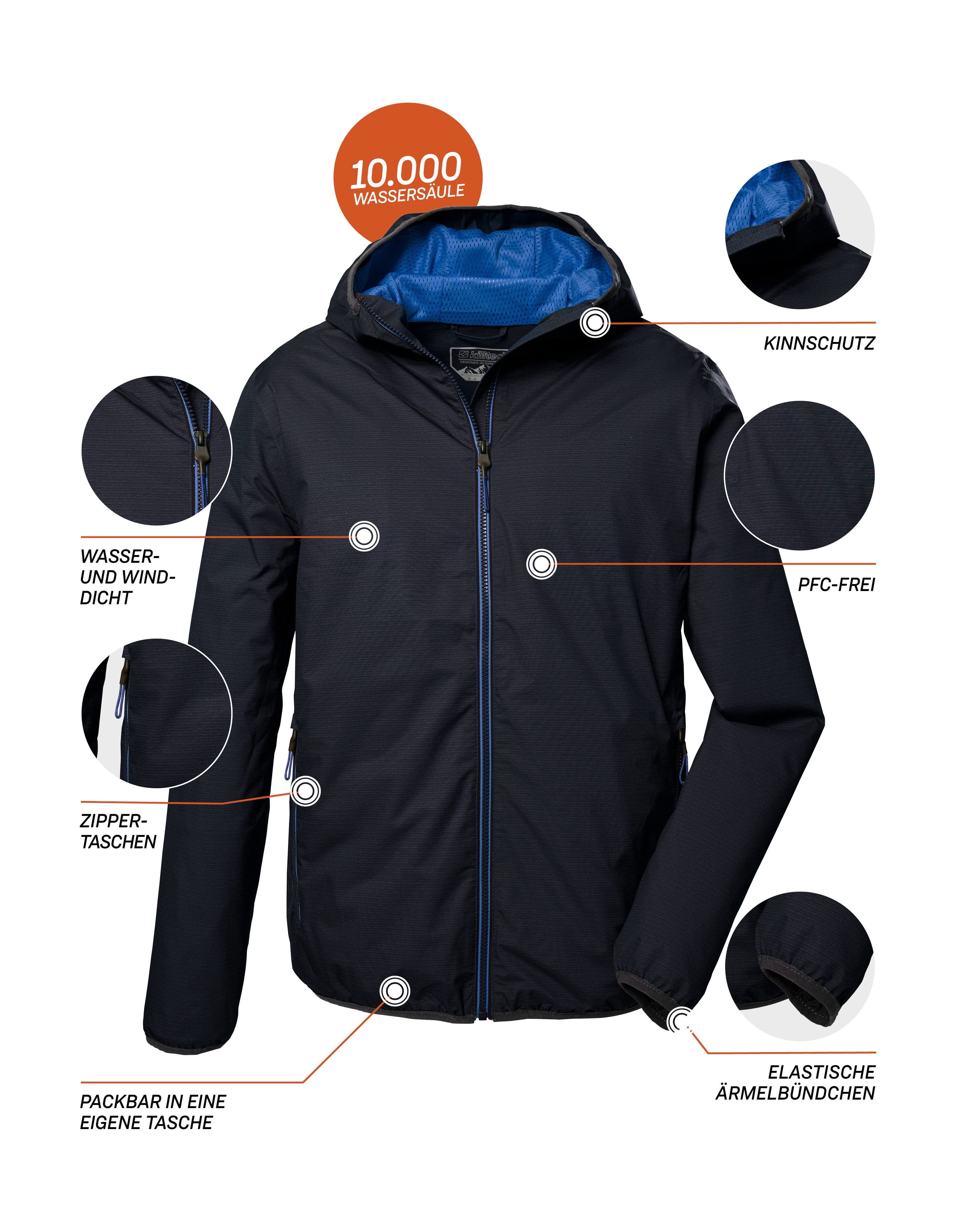Killtec Outdoorjack KOS 258 MN JCKT Wind- en waterdichte, ademende herenjas, opvouwbaar, PFAS-vrij