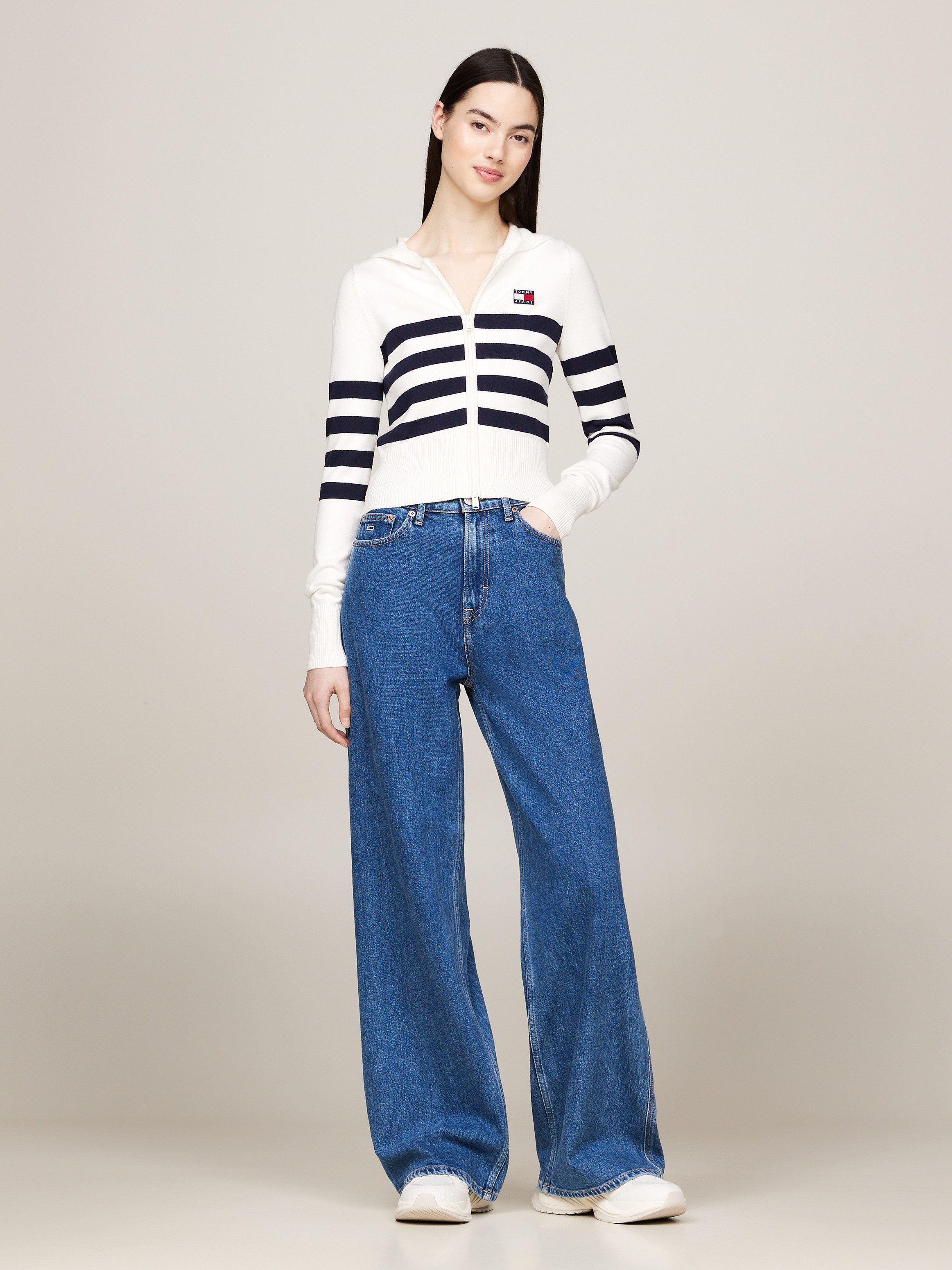 TOMMY JEANS Sweatvest TJW STRIPE ZIP THRU BADGE HOOD