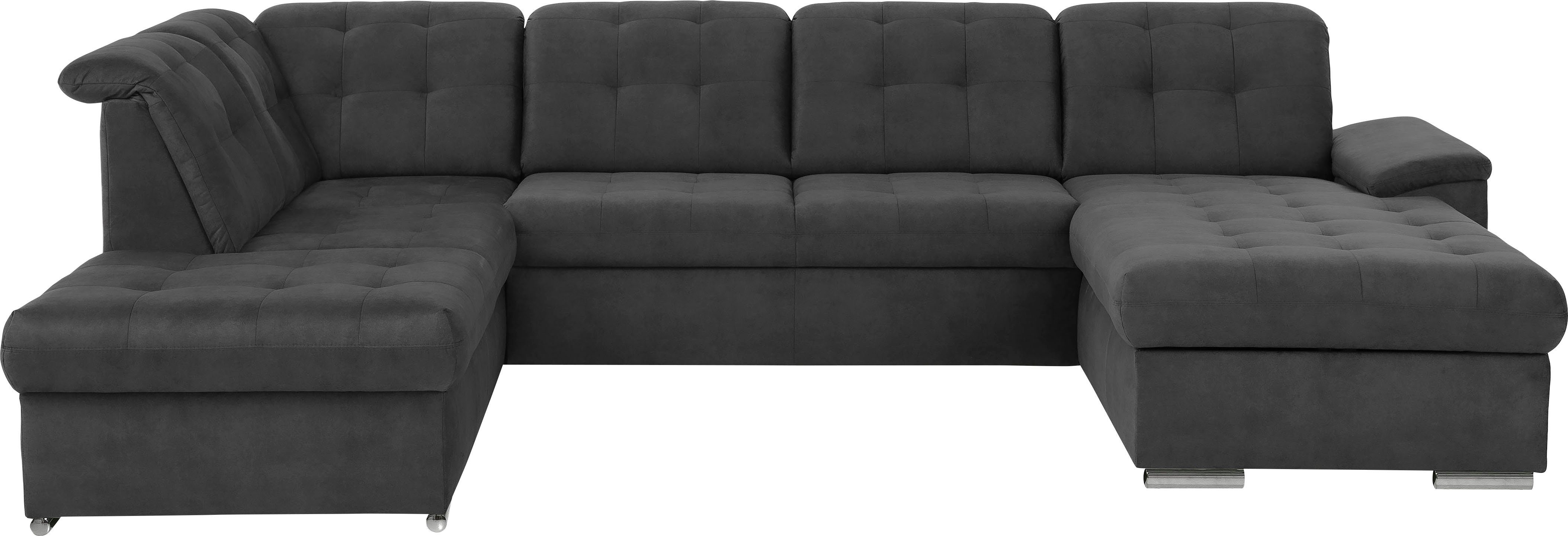 exxpo - sofa fashion Zithoek Durango, uitgebreide zit- en rugverwerking, comfortabel, U-vorm inclusief verstelbare hoofdsteun, naar keuze met slaapfunctie en bedkist (4-delig)