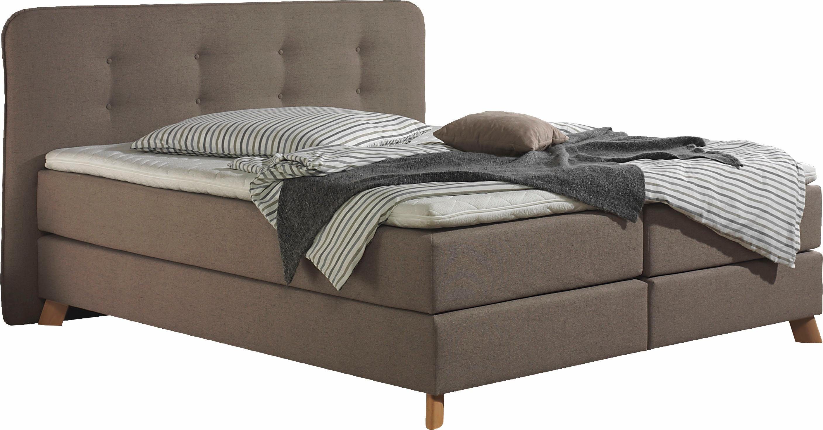 Home affaire Boxspring Cecina in 5 breedten, 3 uitvoeringen, 2 hardheden, capitonnage, topmatras