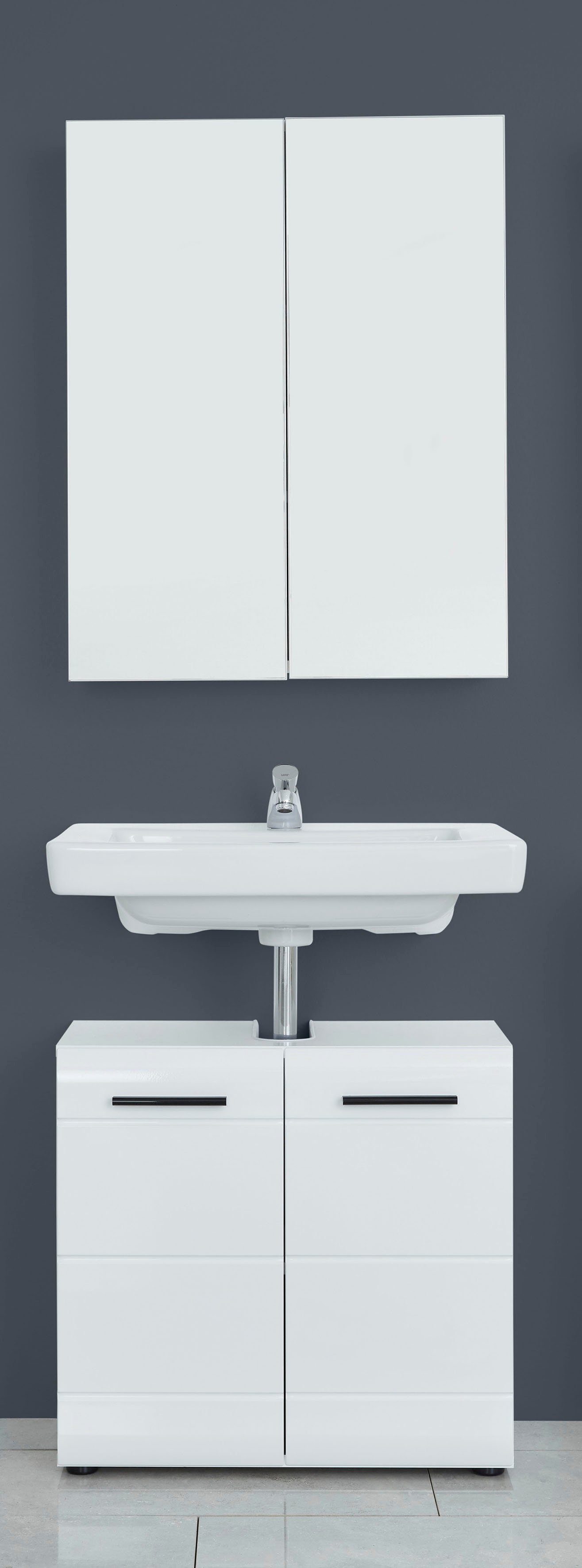 INOSIGN Badmeubelset Sovana Badkamermeubels wastafel en spiegelkast met verstelbare planken (set, 2 stuks)