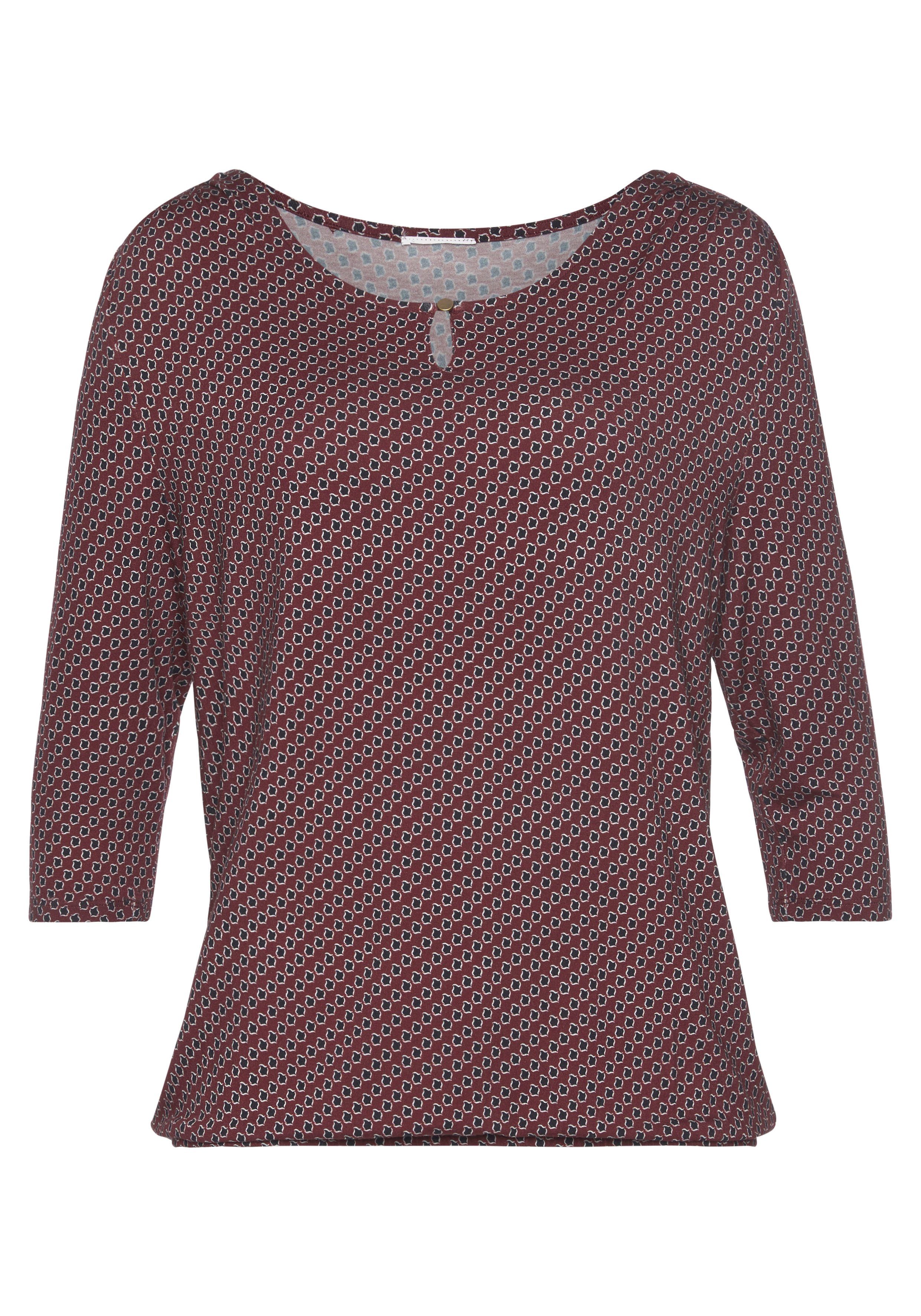 Vivance Shirt met ronde hals Met goudkleurige sierknop bij de hals (Set van 2)