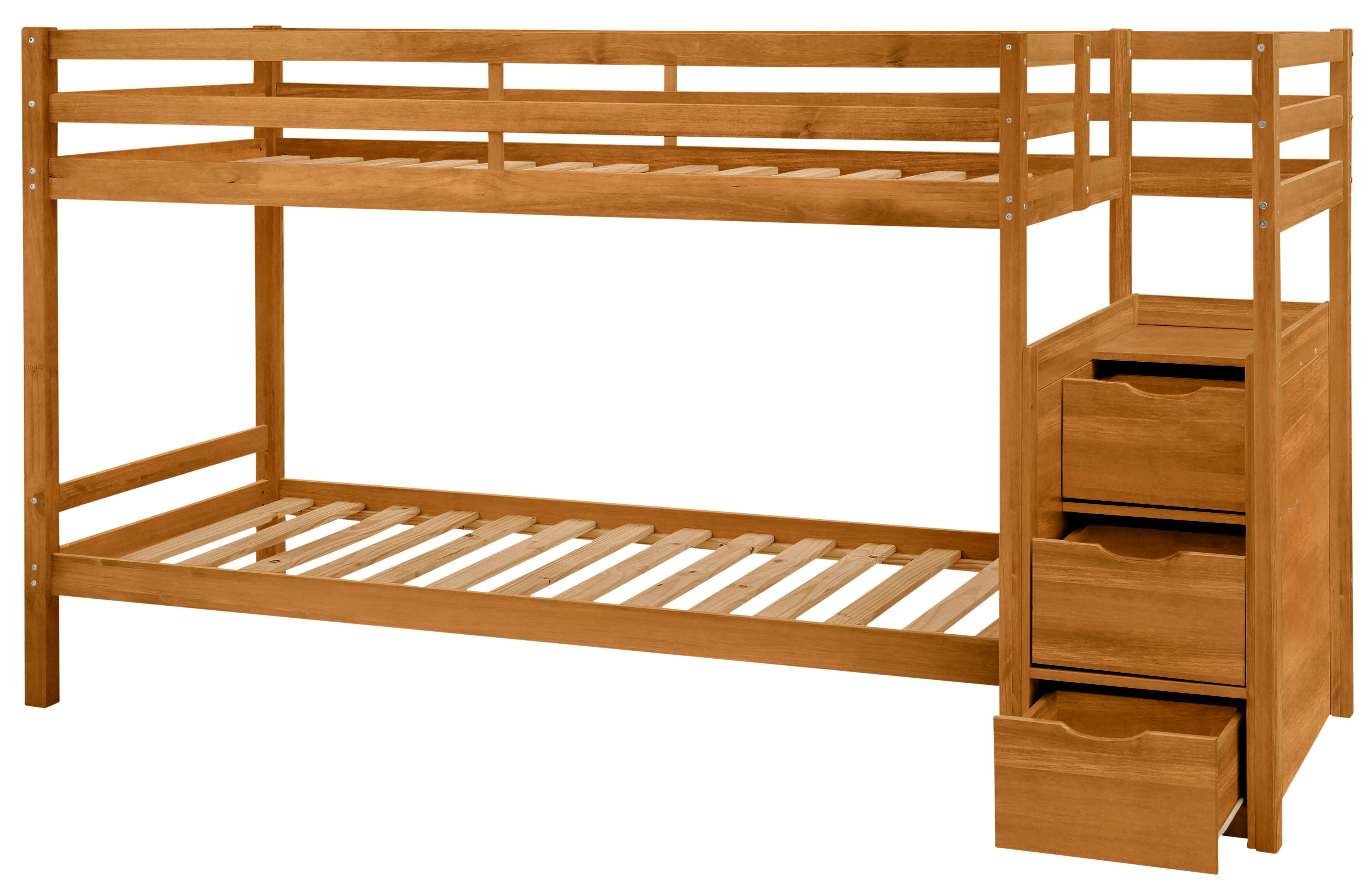 Lüttenhütt Stapelbed Alpi, draagvermogen 250 KG! Grenenhout, stapelbed, inclusief lattenbodem, ligoppervlak 90x200 cm