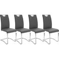 mca furniture vrijdragende stoel keulen overtrokken met kunstleer met handgreep, comfortzithoogte, stoel belastbaar tot 120 kg (set, 4 stuks) grijs
