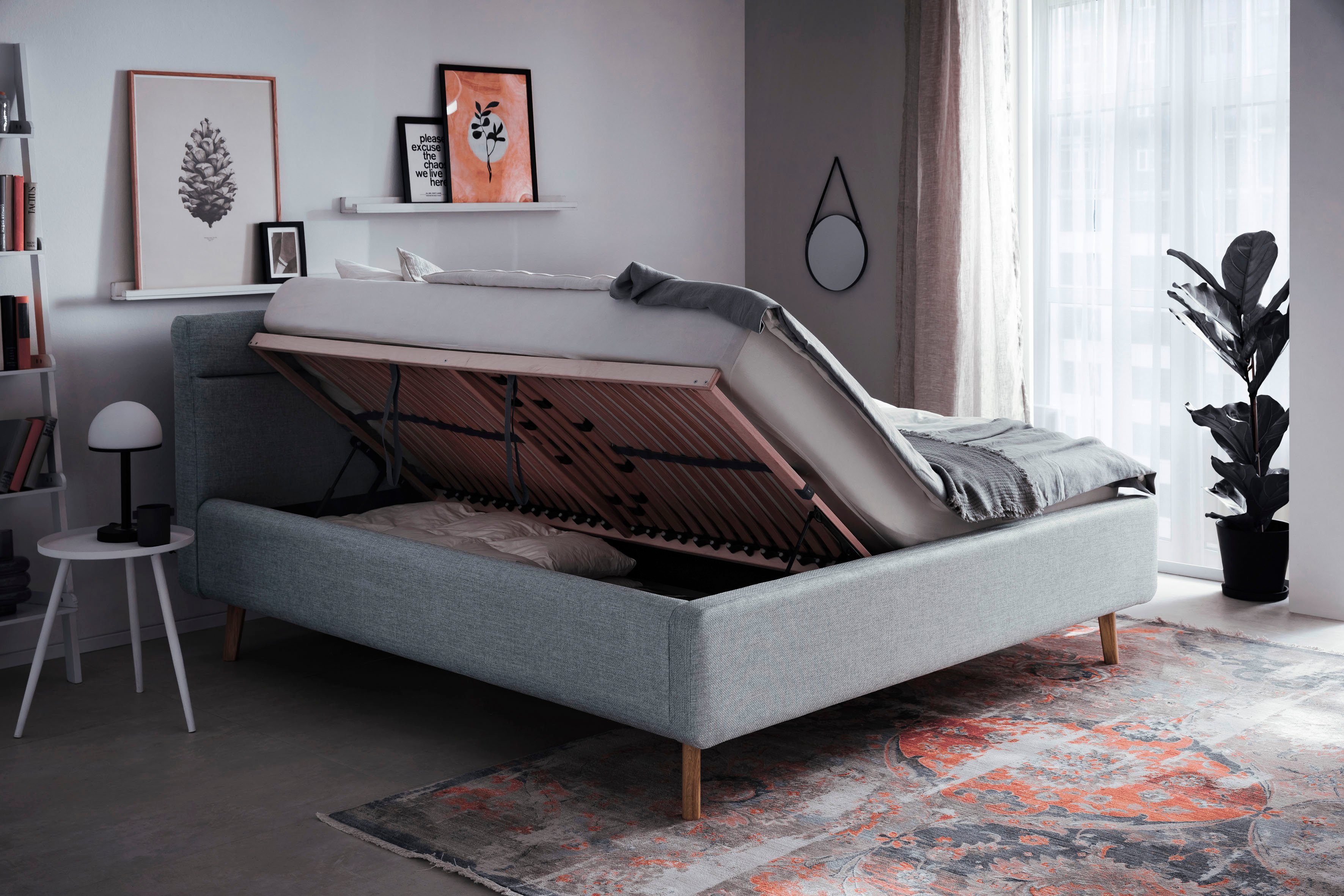 meise.möbel Gestoffeerd bed Lotte met lattenbodem en bedkist