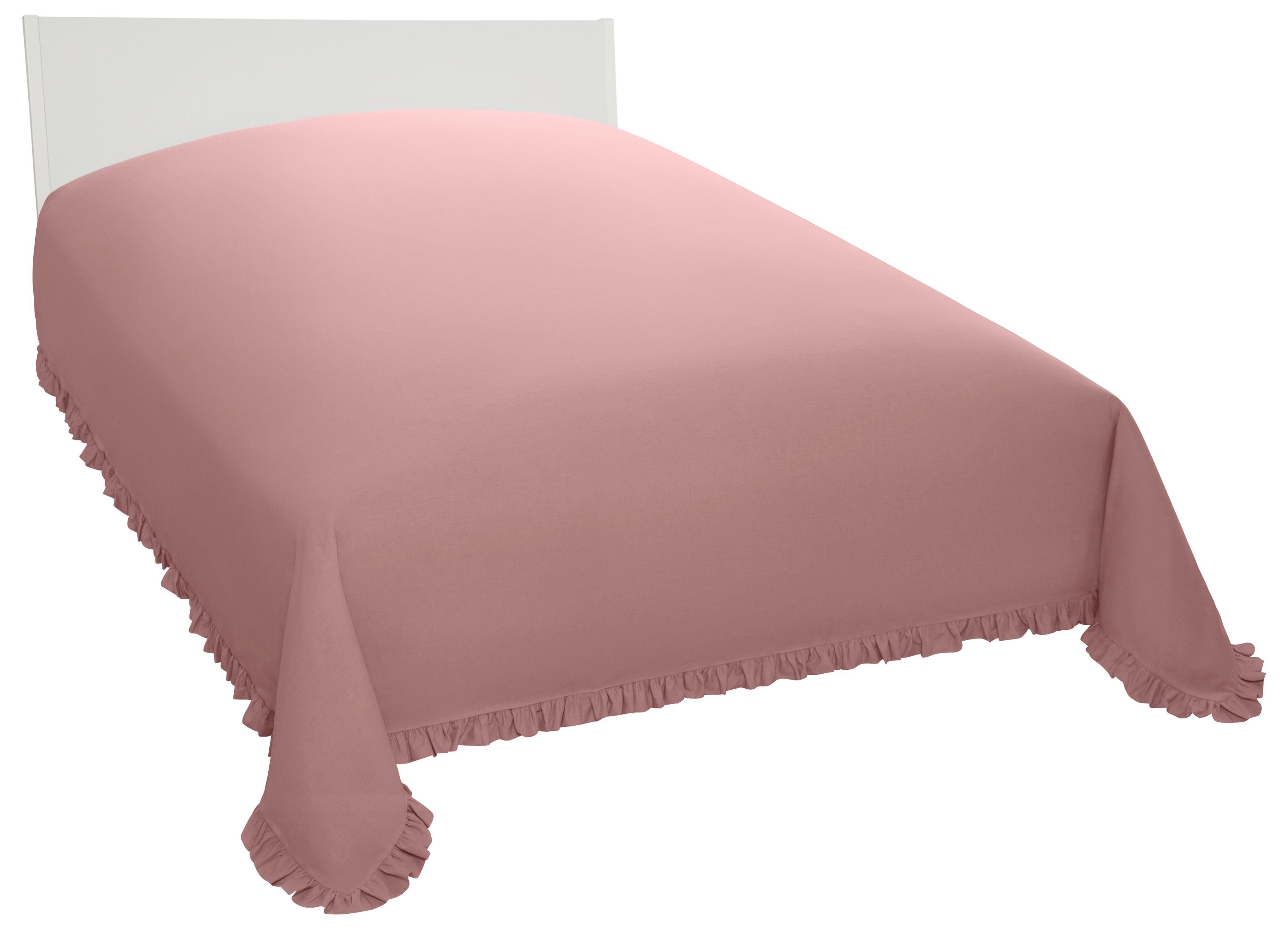 Home affaire Sprei Violetta, luchtige sprei met franjes, zonder voering met volants, 100% katoen, ook als tafelkleed te gebruiken