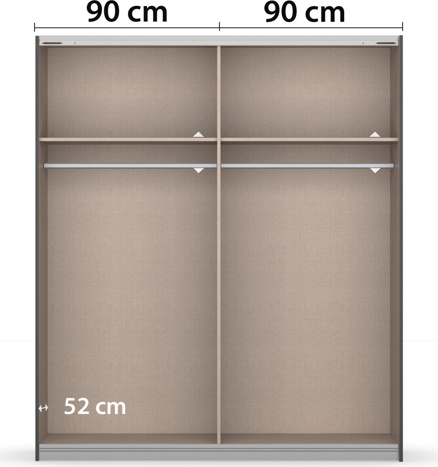 rauch Zweefdeurkast Kledingkast Kast Garderobe Slaapkamerkast BAREA Front met oplage in moderne lamellen-look MADE IN GERMANY