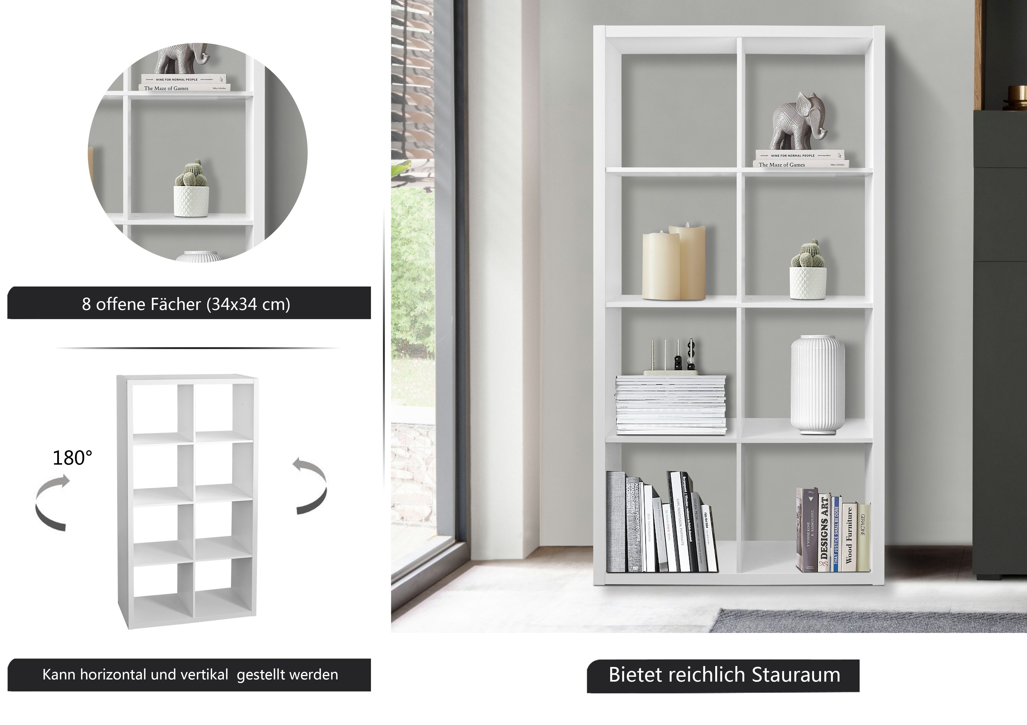 INOSIGN Boekenkast IZOLA, roomdivider, ordnerstelling, kubusrek, met 6 of 8 vakken, liggend en staand(b/d) 76x37 cm