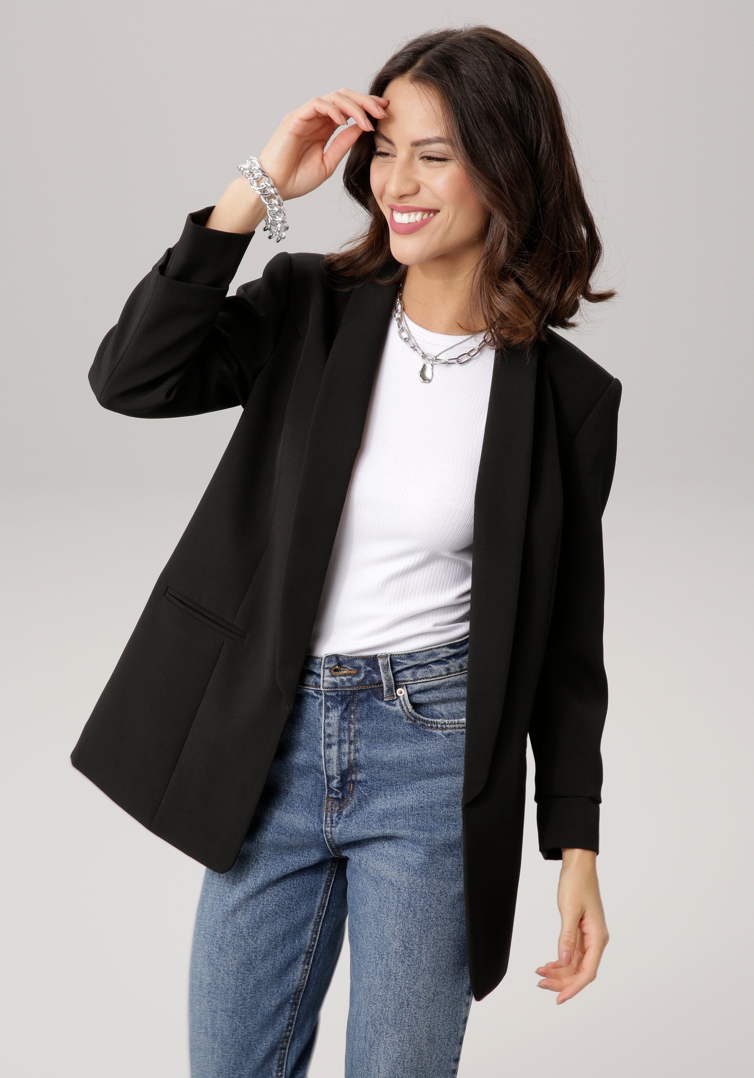 NU 20% KORTING: Laura Scott Lange blazer met aangerimpelde mouwen, nieuwe kleuren